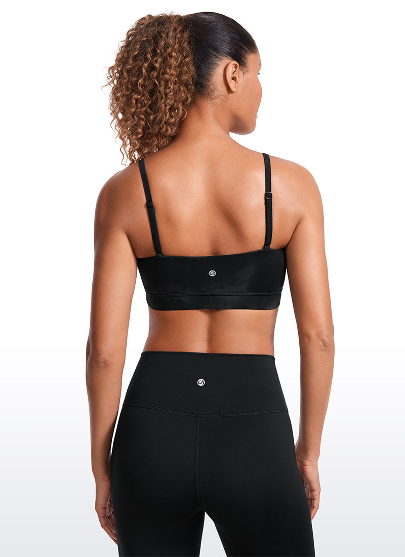 CRZ YOGA Bra Sukan Bertali Halus Spageti Boleh Laras Butterluxe Wanita Corak Bunga Ikat Celup Hitam