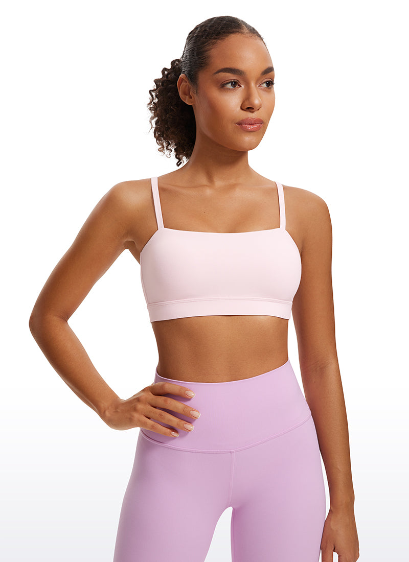 CRZ YOGA Bra Sukan Bertali Halus Spageti Boleh Laras Butterluxe Wanita Merah Jambu Strawberi