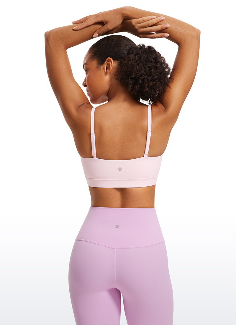 CRZ YOGA Bra Sukan Bertali Halus Spageti Boleh Laras Butterluxe Wanita Merah Jambu Strawberi