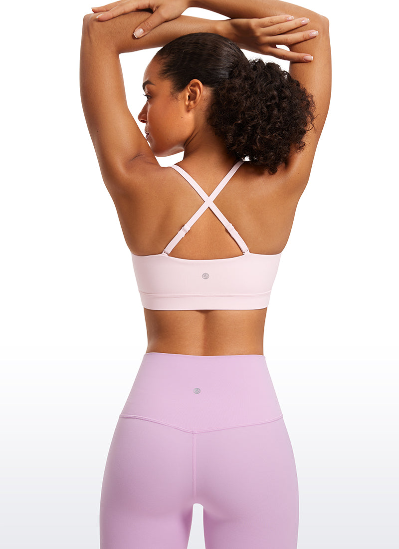 CRZ YOGA Bra Sukan Bertali Halus Spageti Boleh Laras Butterluxe Wanita Merah Jambu Strawberi