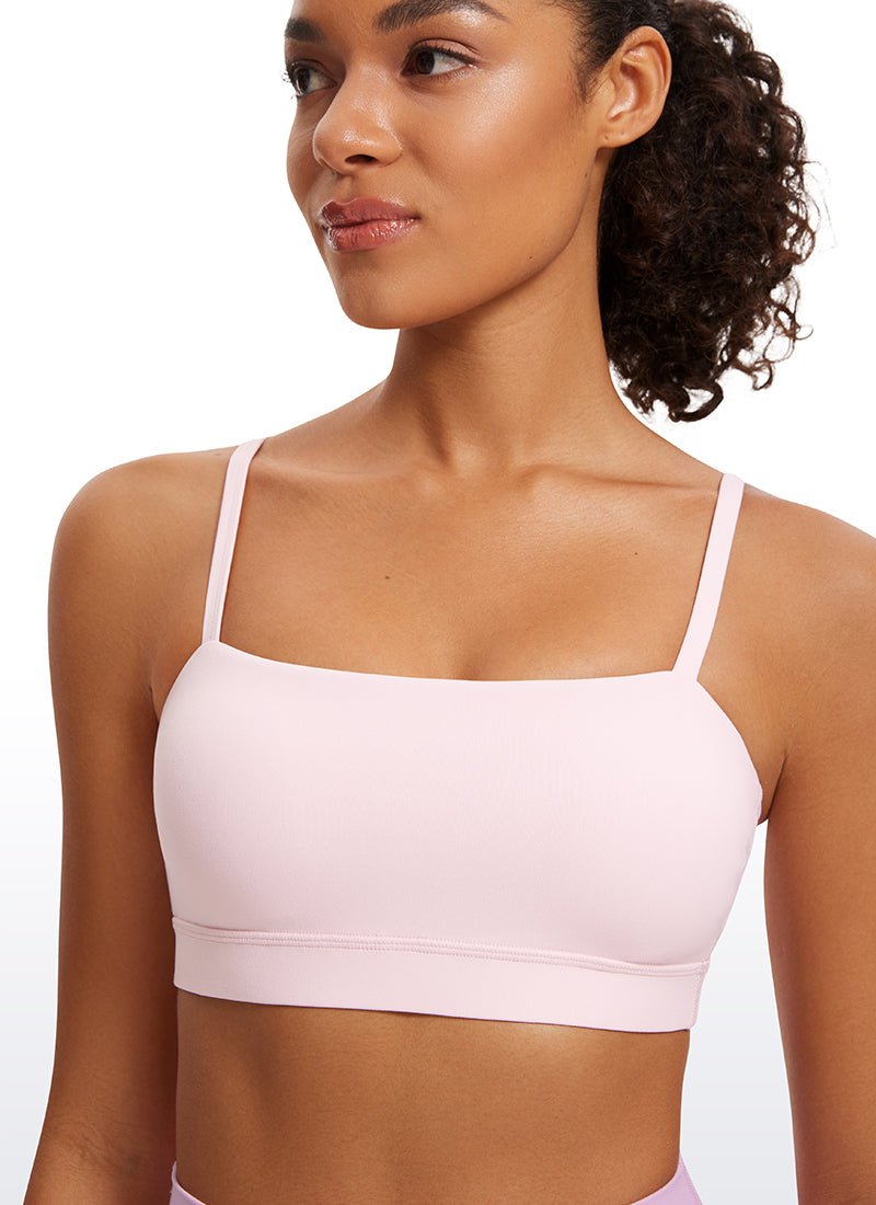 CRZ YOGA Bra Sukan Bertali Halus Spageti Boleh Laras Butterluxe Wanita Merah Jambu Strawberi