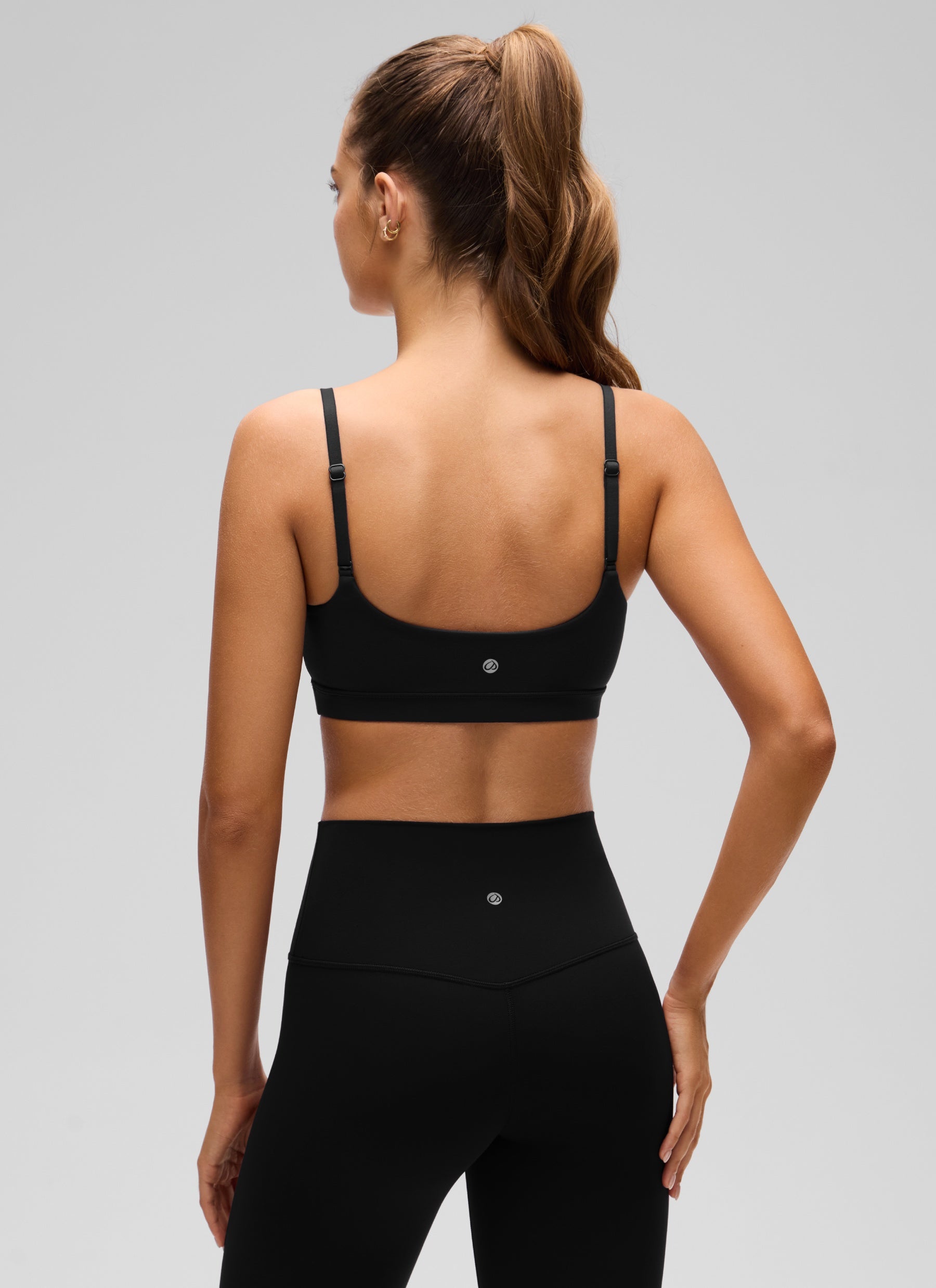 CRZ YOGA Wanita Butterluxe Bra Leher Senduk Tali Spageti Boleh Laras Hitam