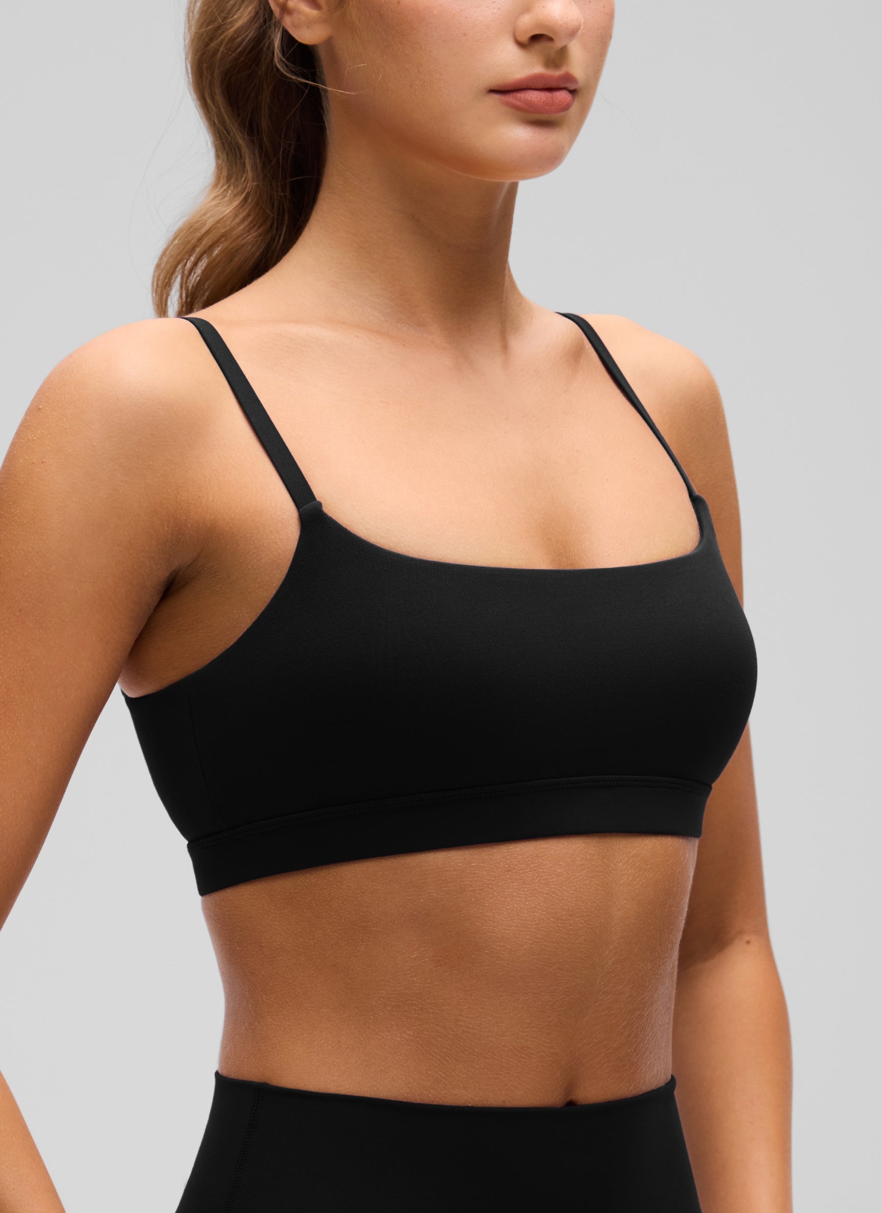 CRZ YOGA Wanita Butterluxe Bra Leher Senduk Tali Spageti Boleh Laras Hitam