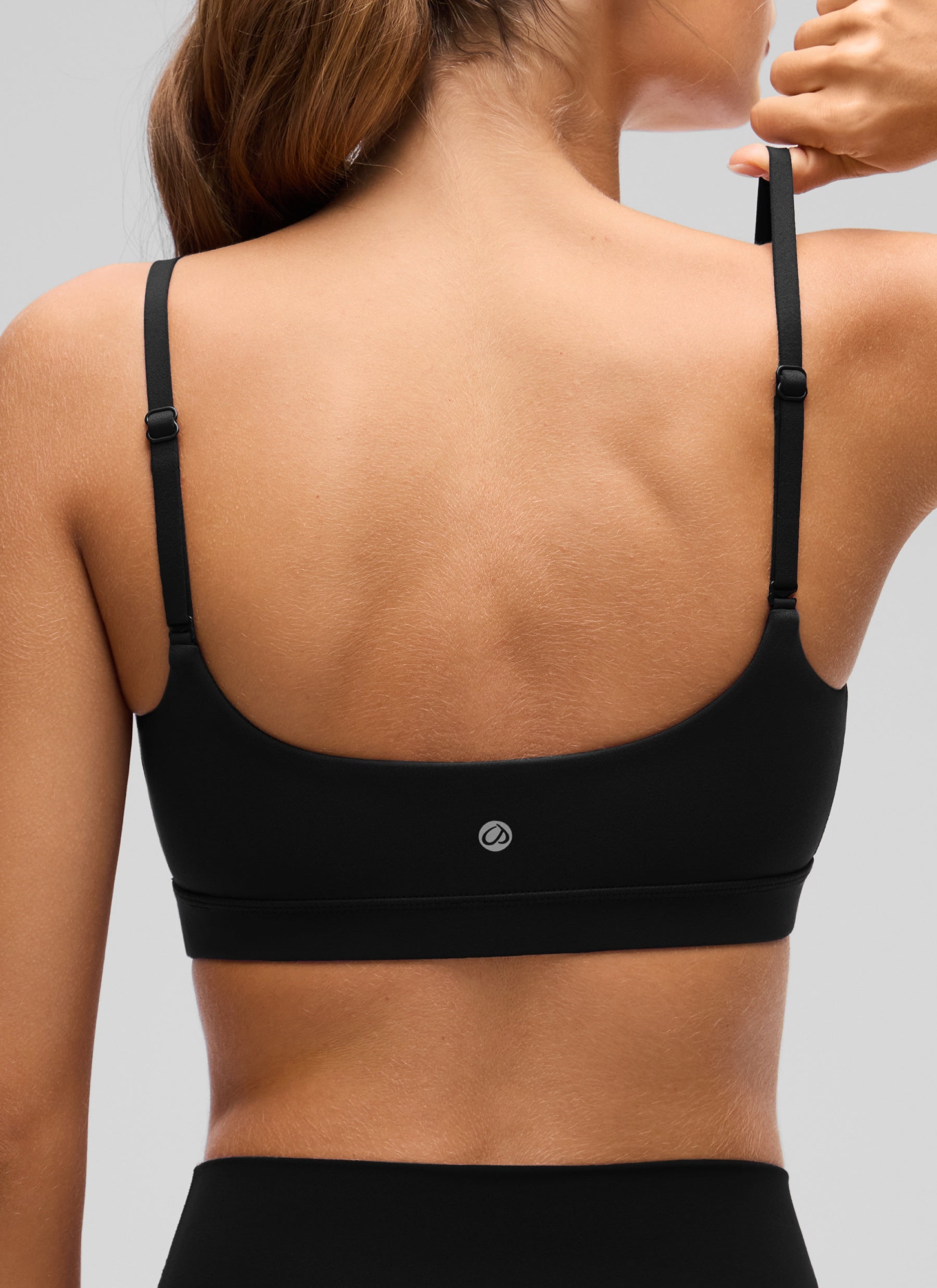 CRZ YOGA Wanita Butterluxe Bra Leher Senduk Tali Spageti Boleh Laras Hitam