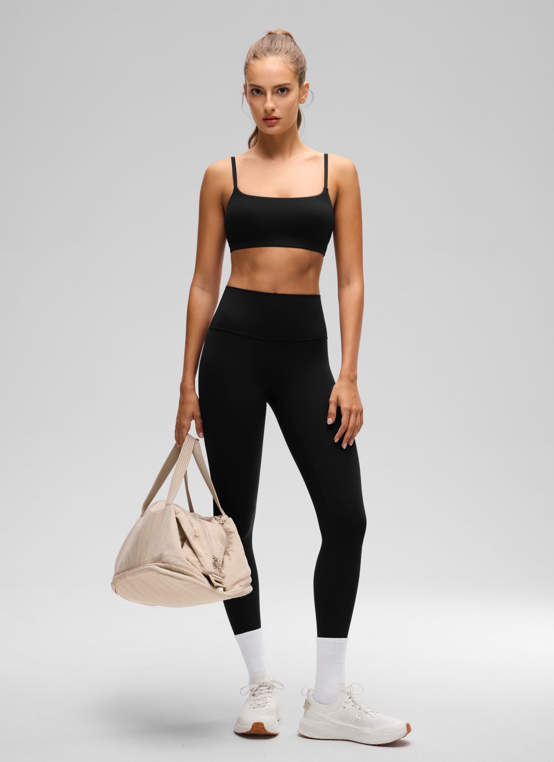 CRZ YOGA Wanita Butterluxe Bra Leher Senduk Tali Spageti Boleh Laras Hitam