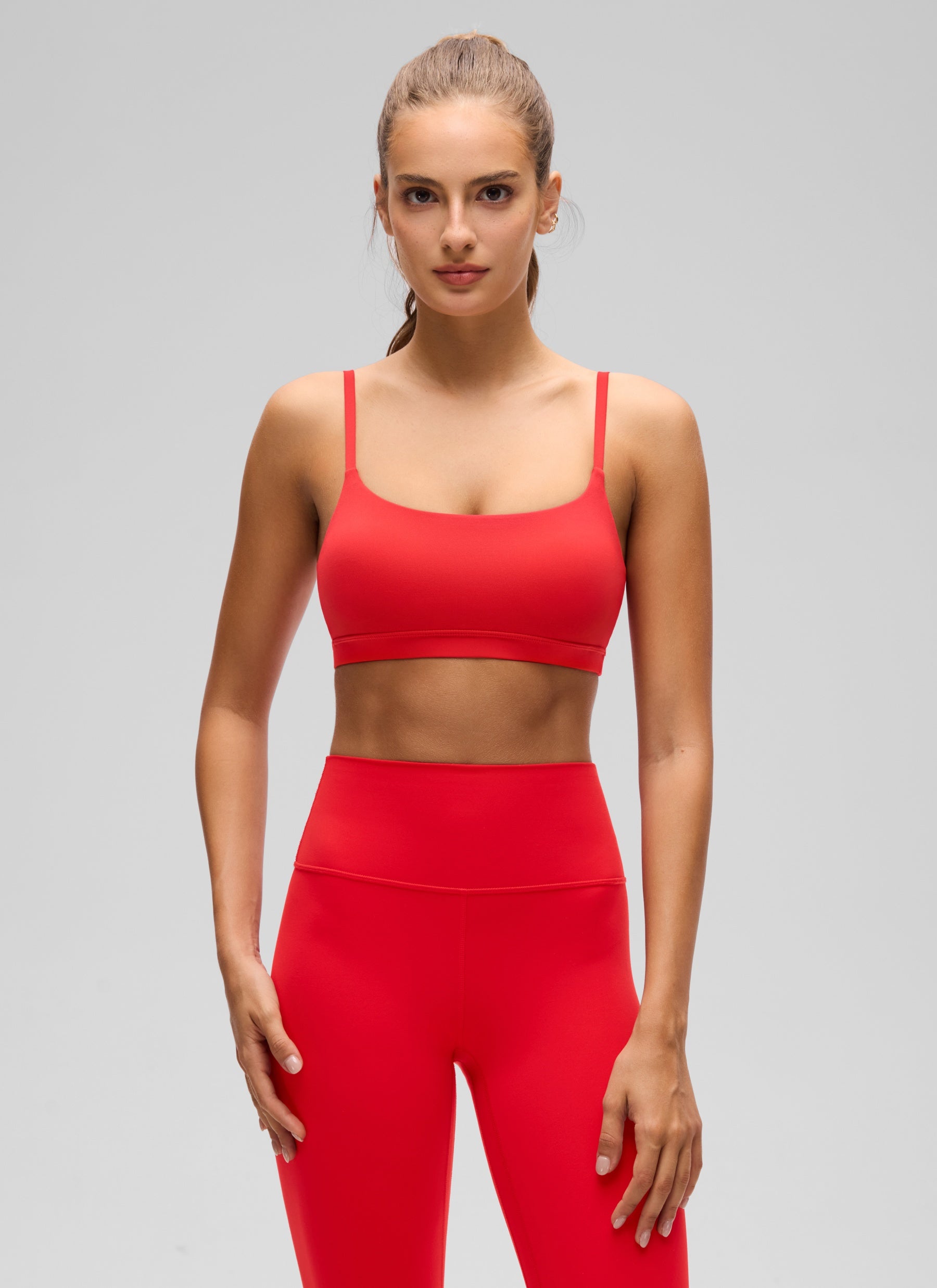 CRZ YOGA Wanita Butterluxe Bra Leher Senduk Tali Spageti Boleh Laras Merah Tua