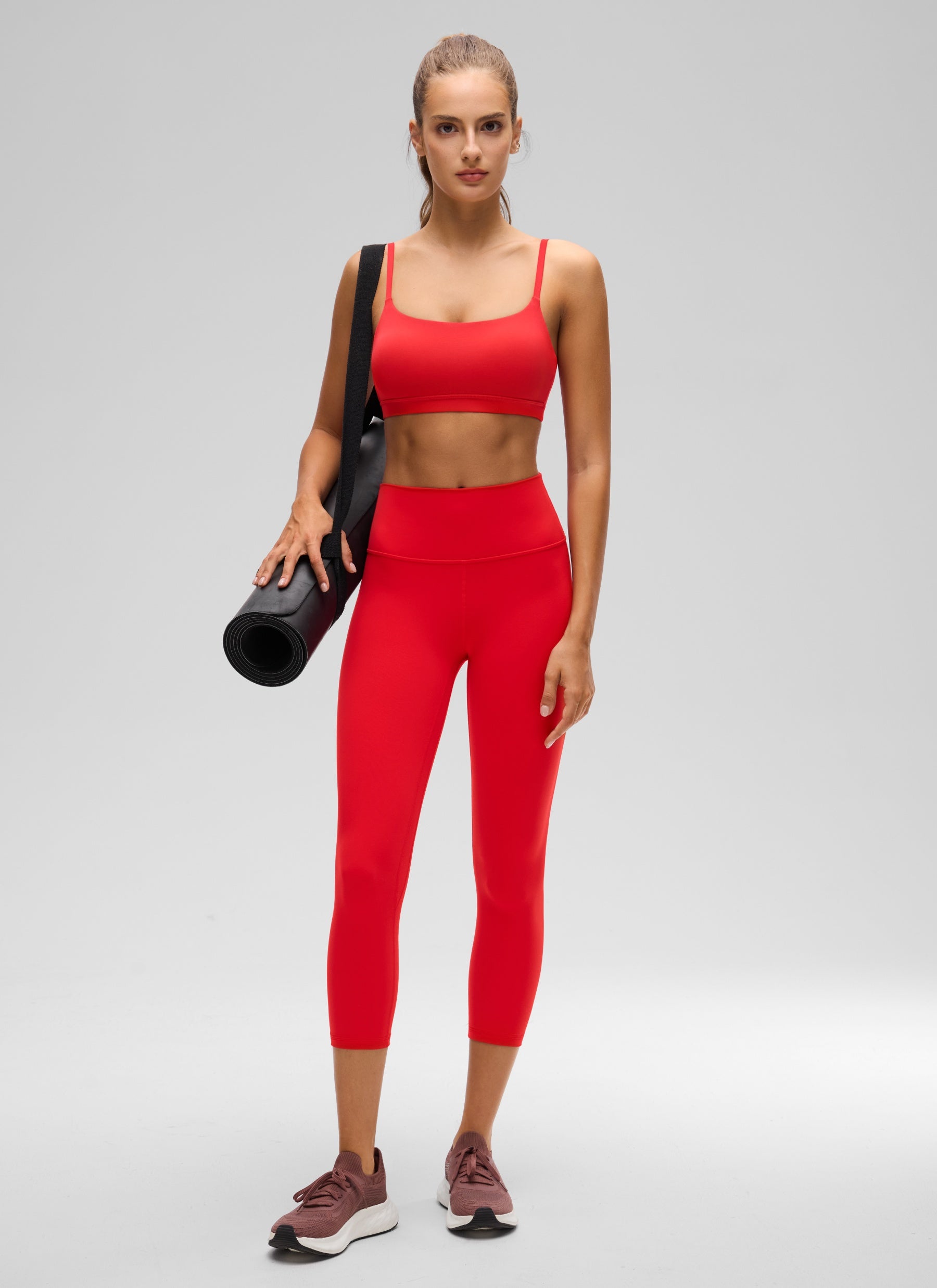 CRZ YOGA Wanita Butterluxe Bra Leher Senduk Tali Spageti Boleh Laras Merah Tua
