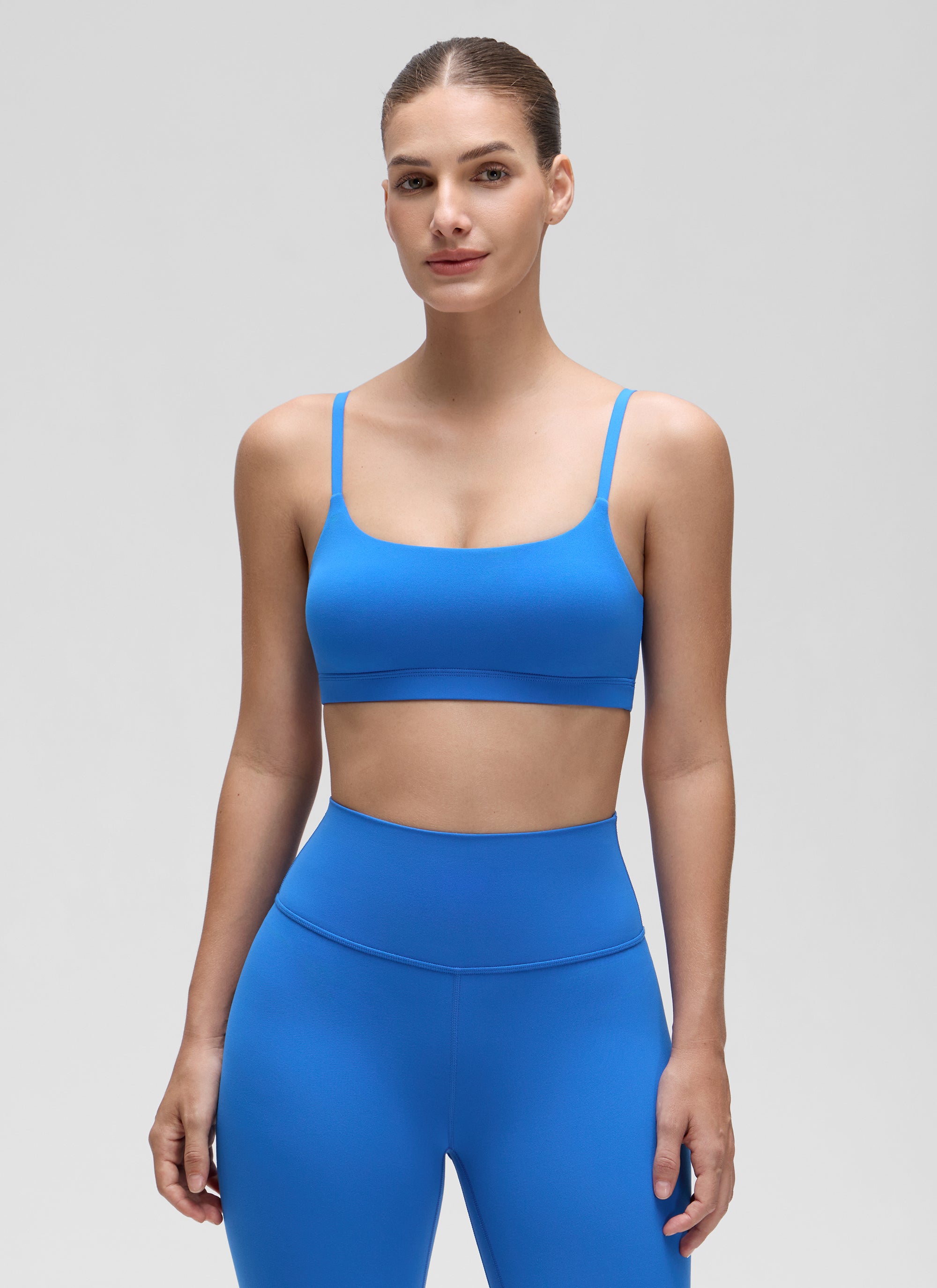 CRZ YOGA Wanita Butterluxe Bra Leher Senduk Tali Spageti Boleh Laras Biru Berkilau
