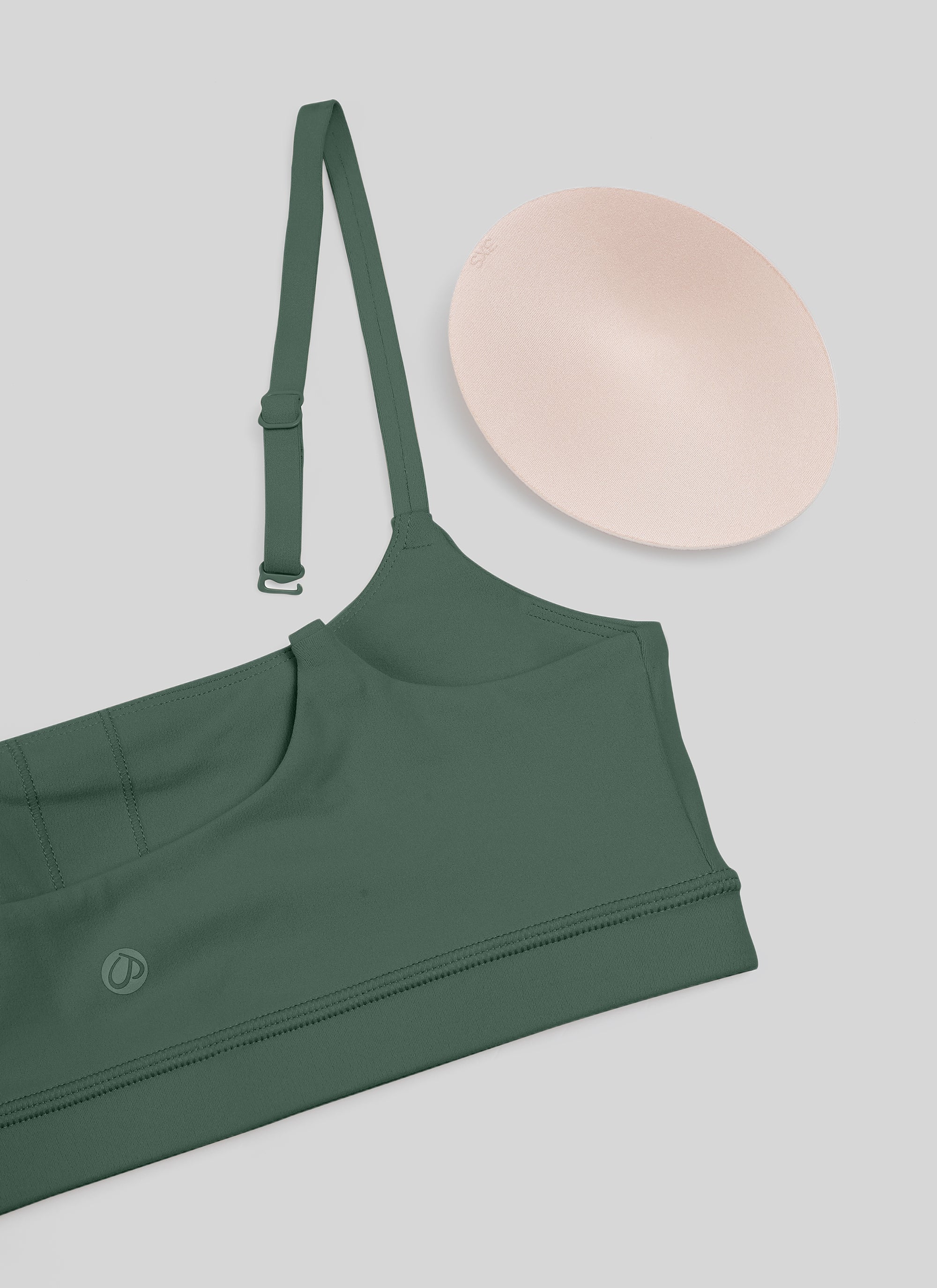 CRZ YOGA Wanita Butterluxe Bra Leher Senduk Tali Spageti Boleh Laras Hijau Hutan Gelap