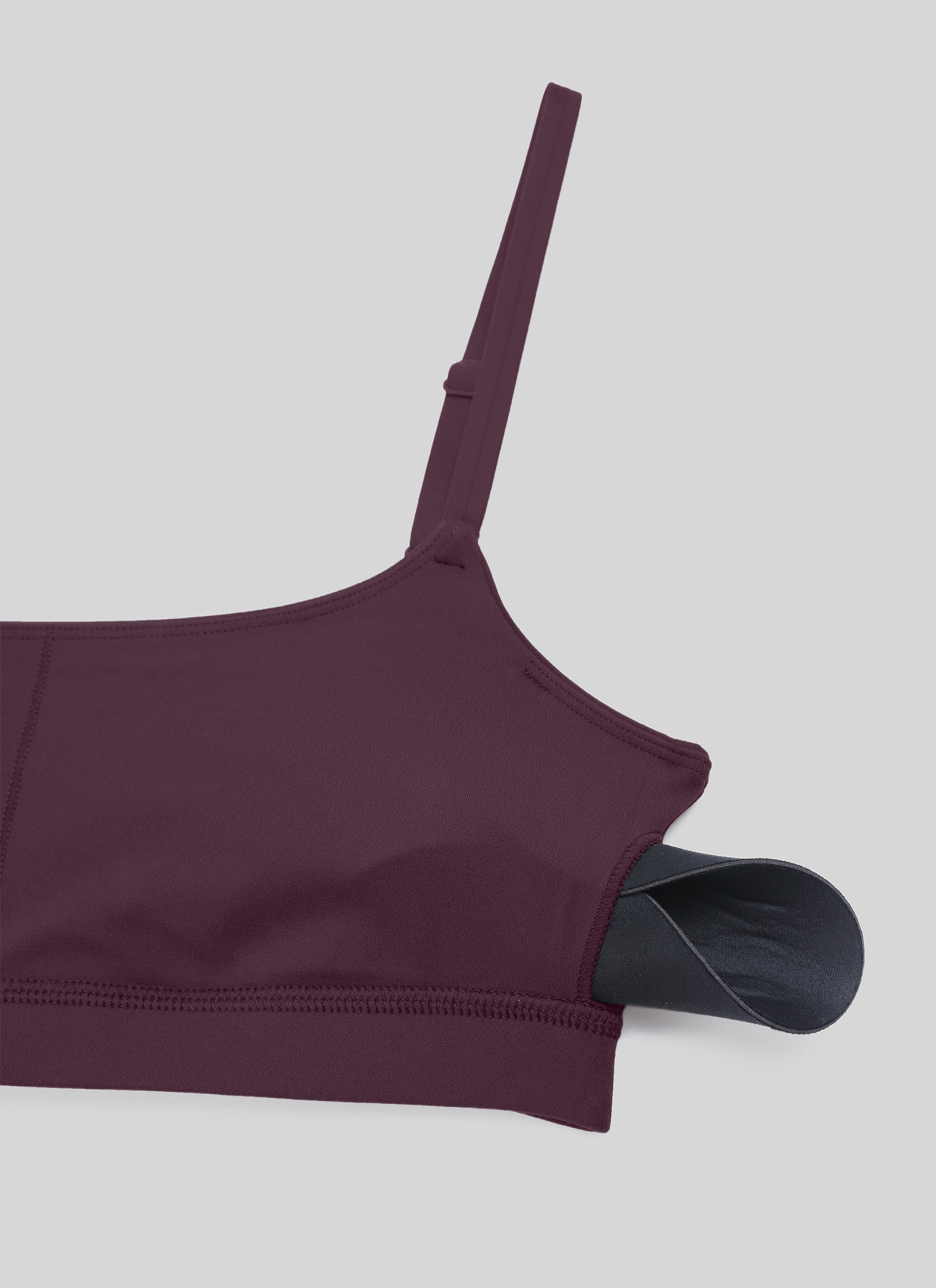 CRZ YOGA Wanita Butterluxe Bra Leher Senduk Tali Spageti Boleh Laras Ungu Tua