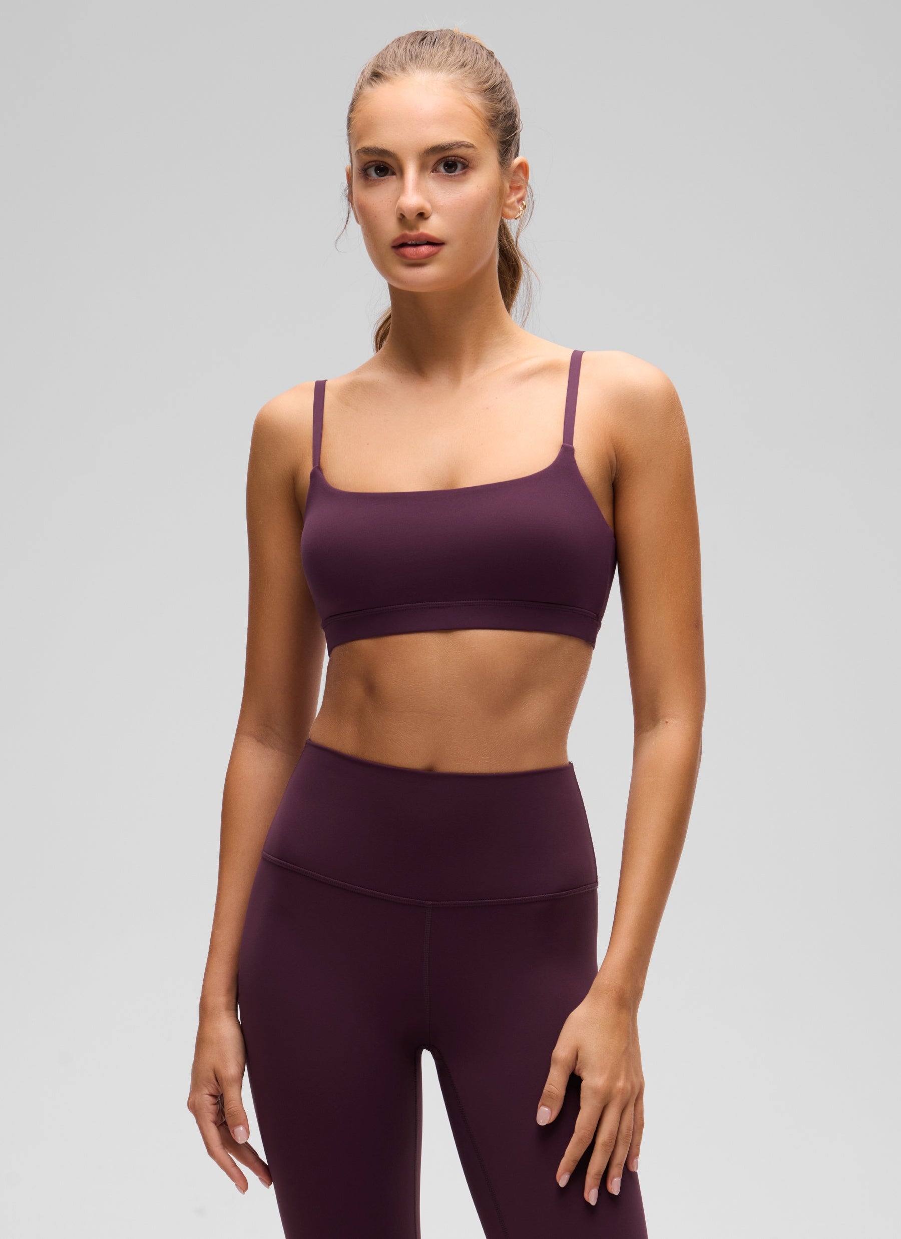 CRZ YOGA Wanita Butterluxe Bra Leher Senduk Tali Spageti Boleh Laras Ungu Tua