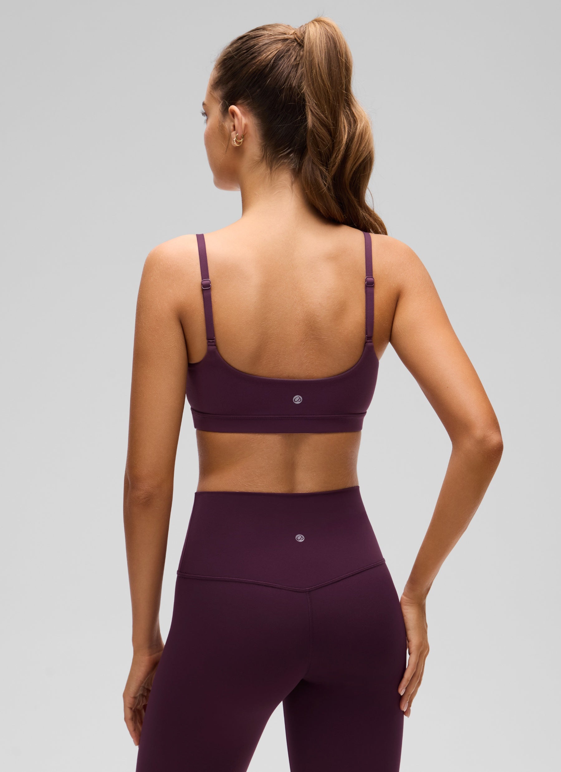 CRZ YOGA Wanita Butterluxe Bra Leher Senduk Tali Spageti Boleh Laras Ungu Tua