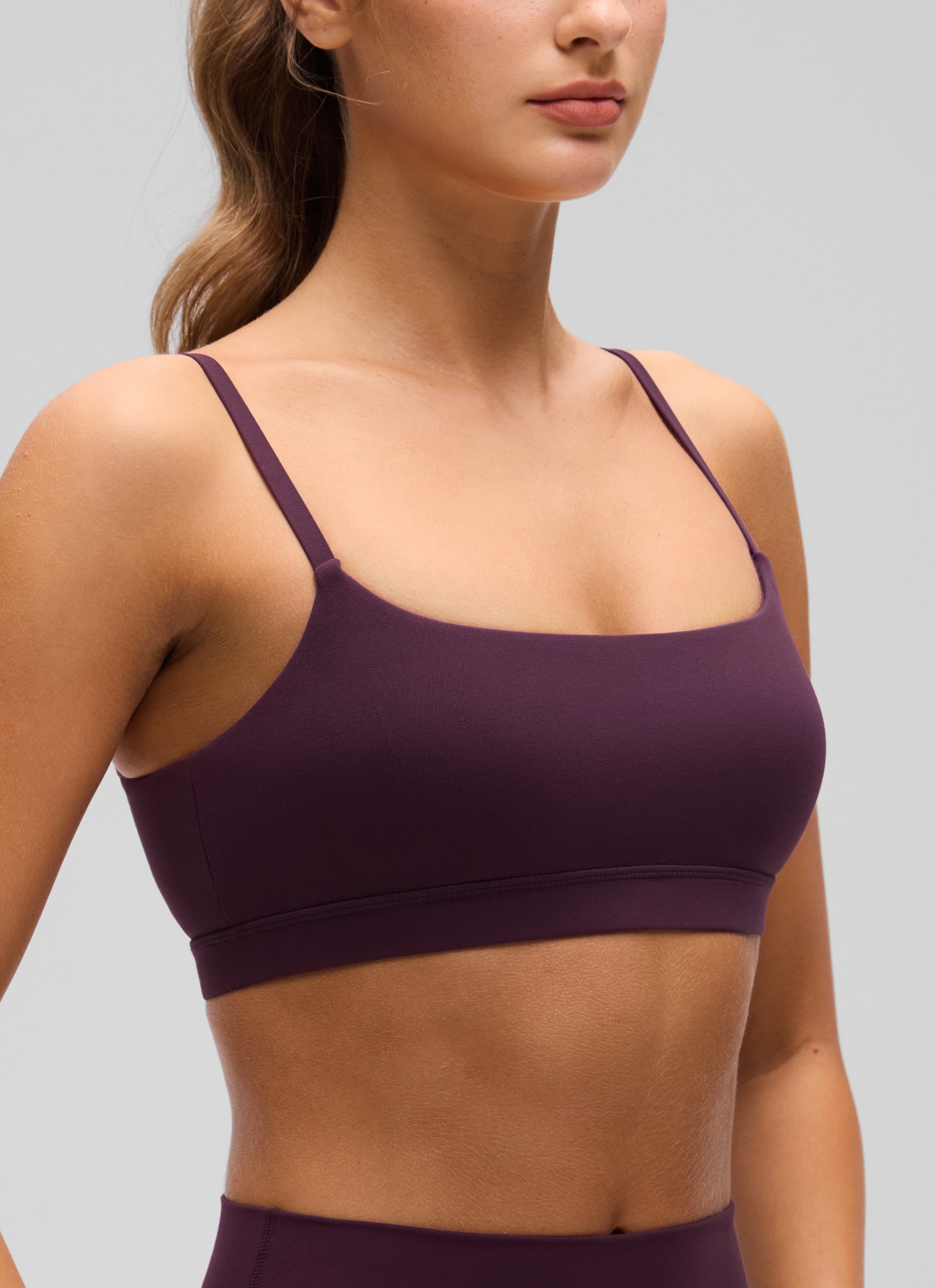 CRZ YOGA Wanita Butterluxe Bra Leher Senduk Tali Spageti Boleh Laras Ungu Tua