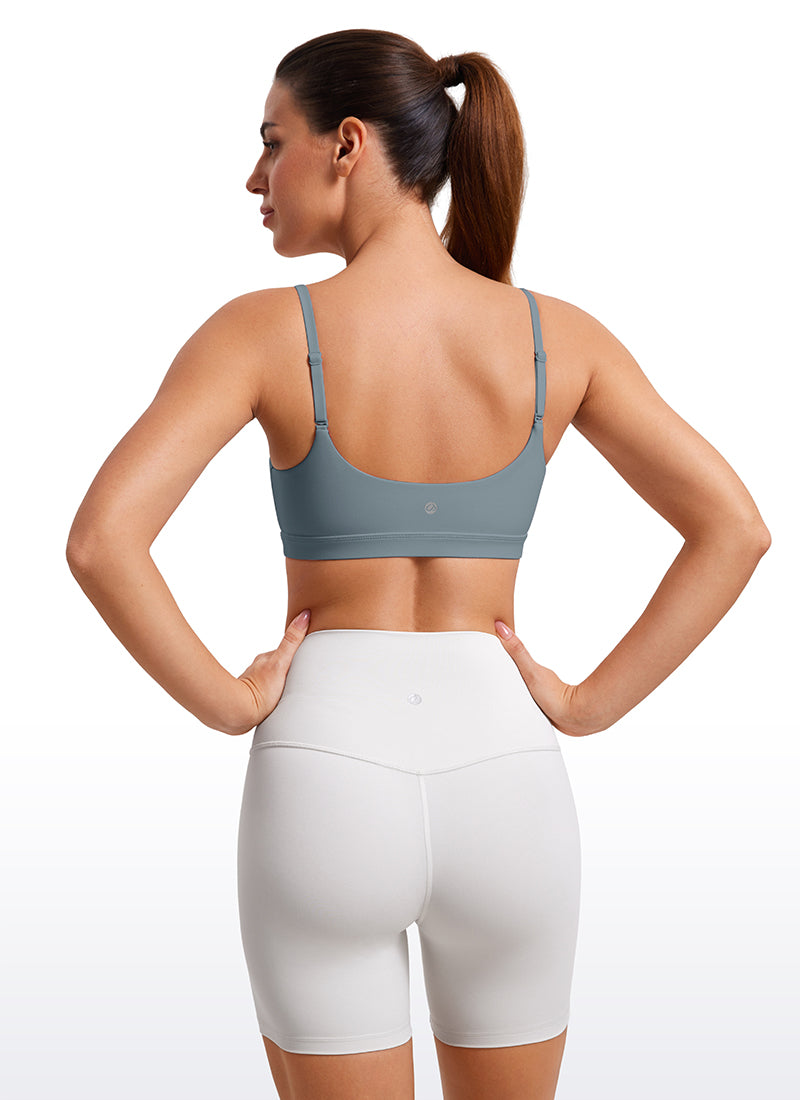 CRZ YOGA Wanita Butterluxe Bra Leher Senduk Tali Spageti Boleh Laras Biru Belgium