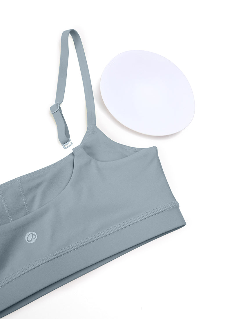CRZ YOGA Wanita Butterluxe Bra Leher Senduk Tali Spageti Boleh Laras Biru Belgium