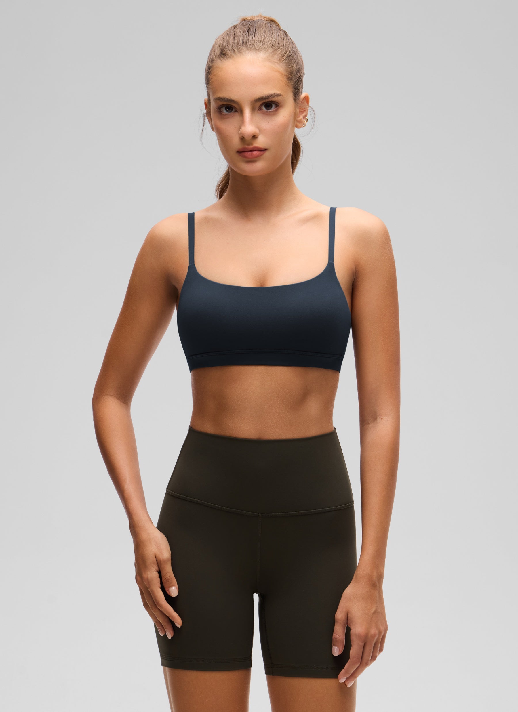CRZ YOGA Wanita Butterluxe Bra Leher Senduk Tali Spageti Boleh Laras Warna Biru Sejati