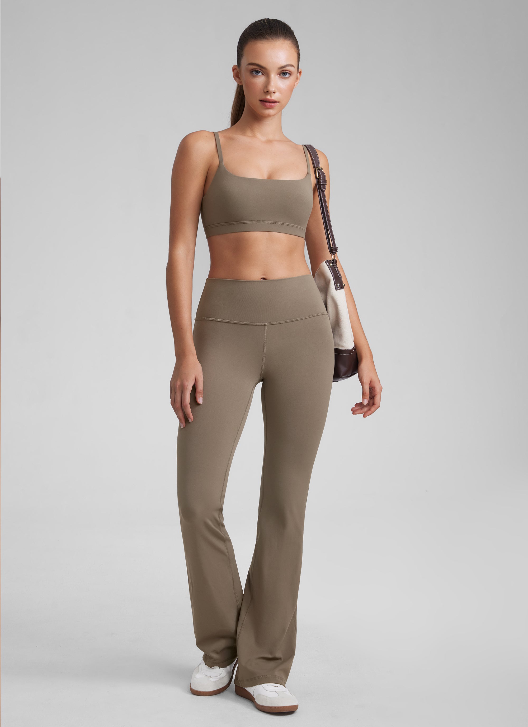 CRZ YOGA Wanita Butterluxe Bra Leher Senduk Tali Spageti Boleh Laras Kelabu Nomad