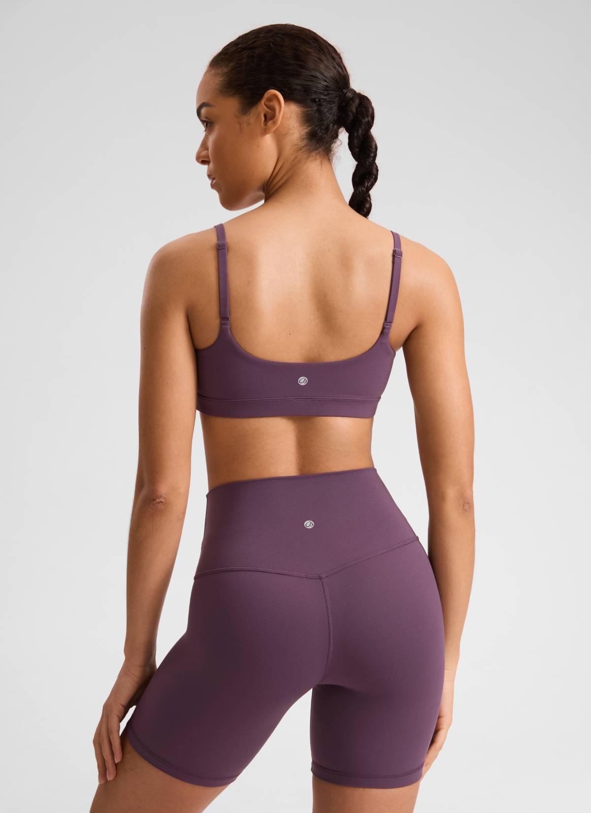 CRZ YOGA Wanita Butterluxe Bra Leher Senduk Tali Spageti Boleh Laras Grape Thistle Ungu