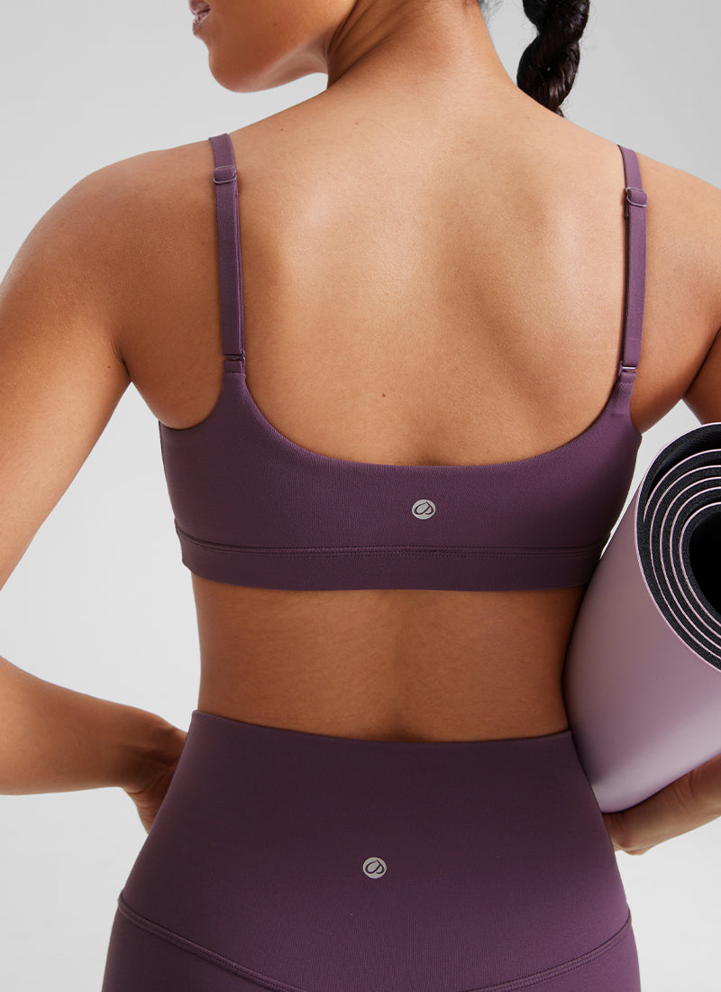 CRZ YOGA Wanita Butterluxe Bra Leher Senduk Tali Spageti Boleh Laras Grape Thistle Ungu