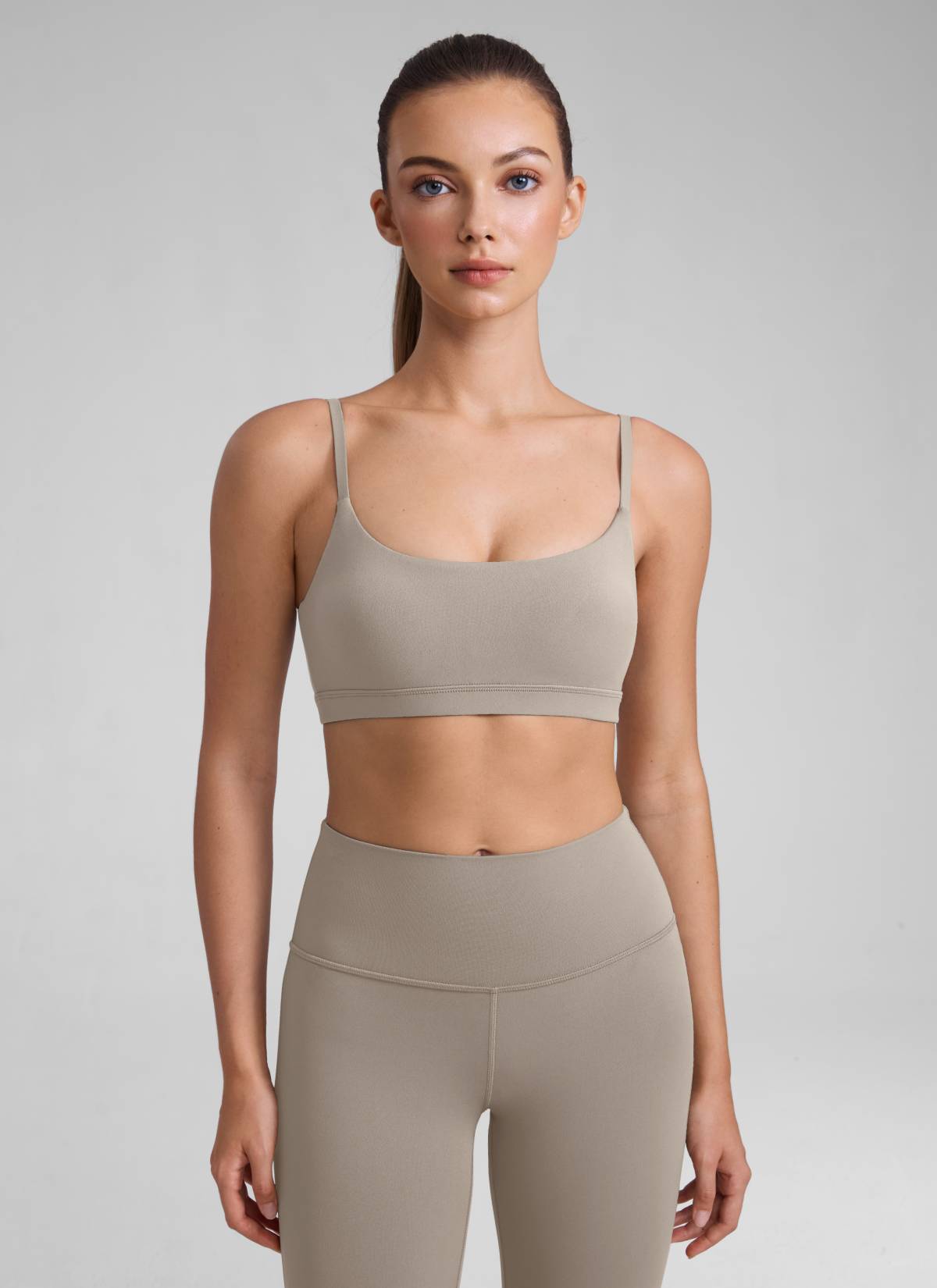 CRZ YOGA Wanita Butterluxe Bra Leher Senduk Tali Spageti Boleh Laras Kelabu Abu Hangat