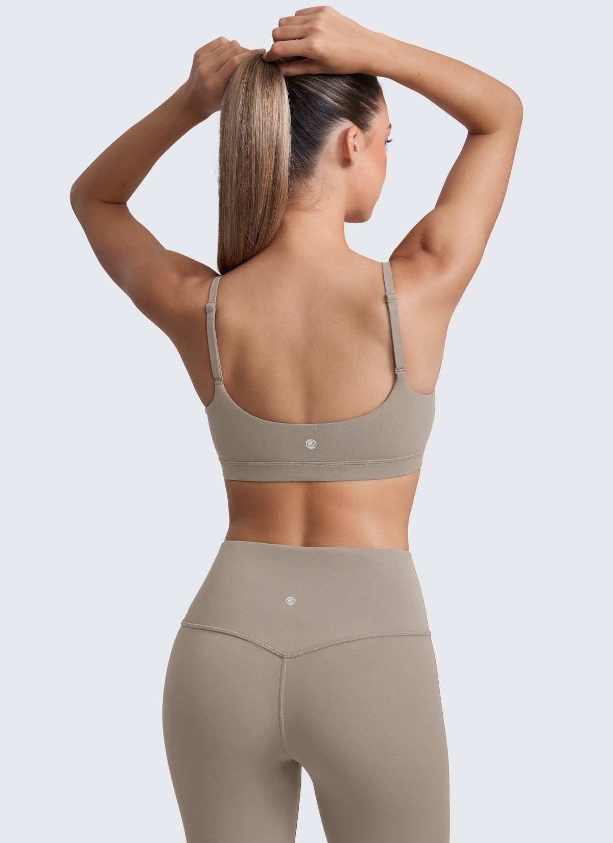 CRZ YOGA Wanita Butterluxe Bra Leher Senduk Tali Spageti Boleh Laras Kelabu Abu Hangat