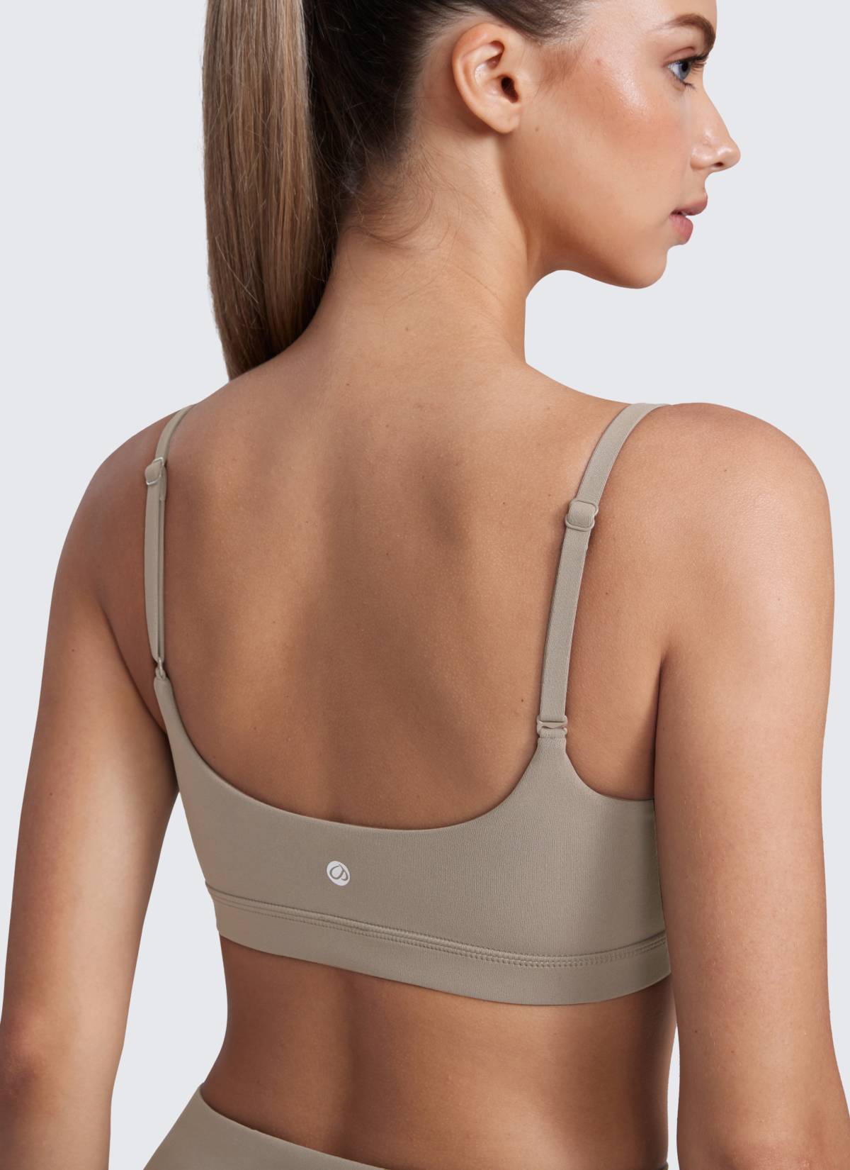 CRZ YOGA Wanita Butterluxe Bra Leher Senduk Tali Spageti Boleh Laras Kelabu Abu Hangat