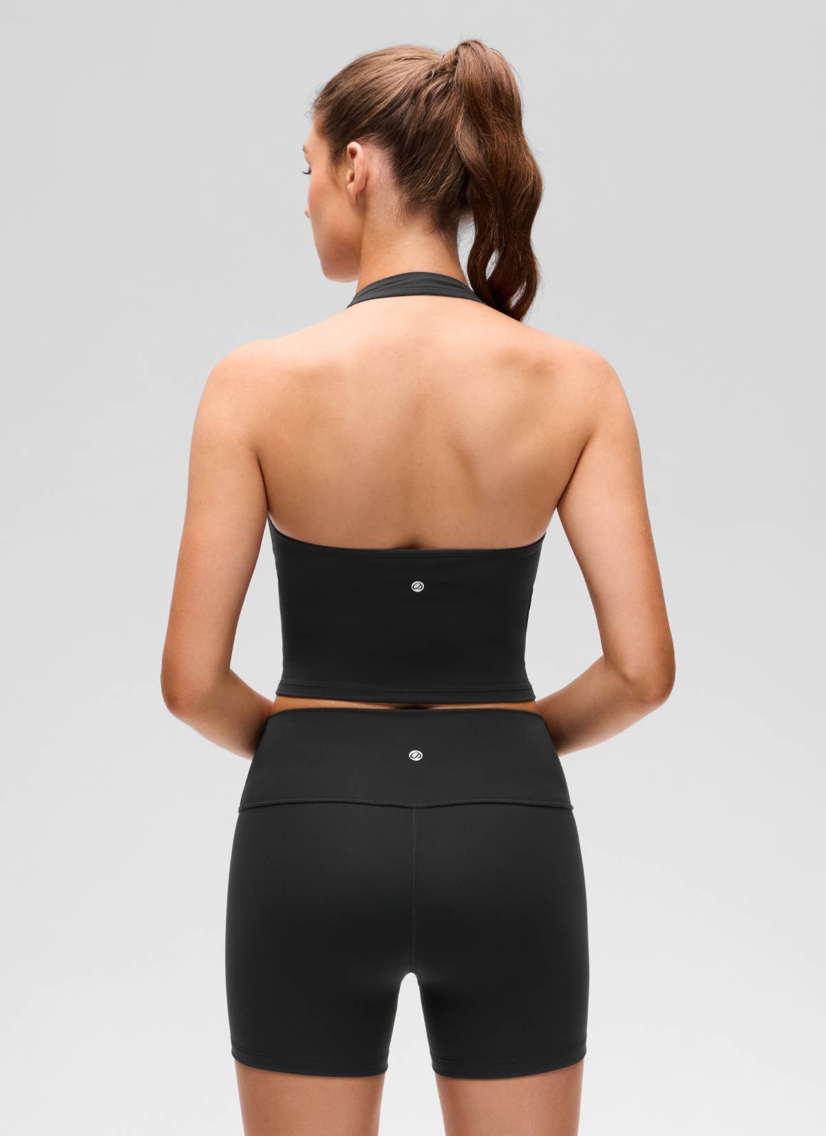 CRZ YOGA Wanita Butterluxe Baju Tank Top Crop Bra Sukan Halter Longline Hitam
