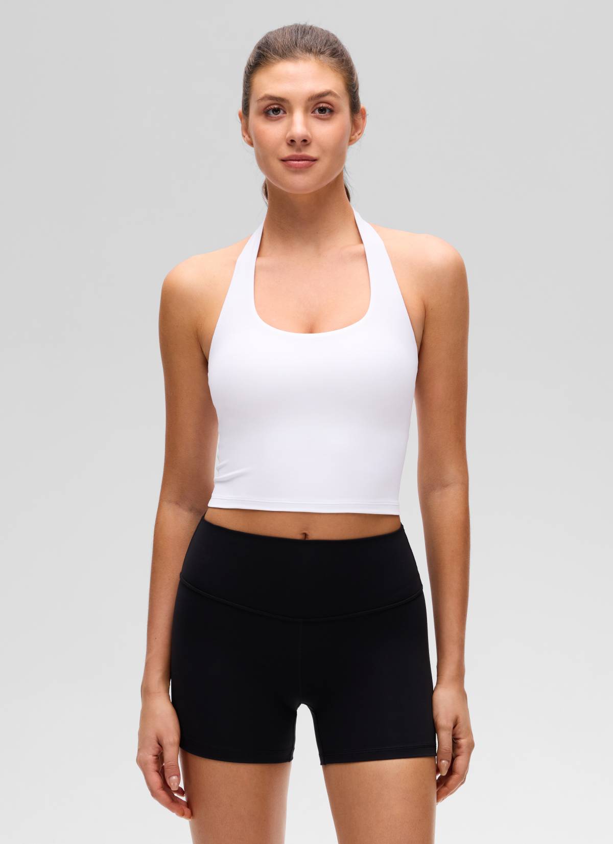 CRZ YOGA Wanita Butterluxe Baju Tank Top Crop Bra Sukan Halter Longline Putih
