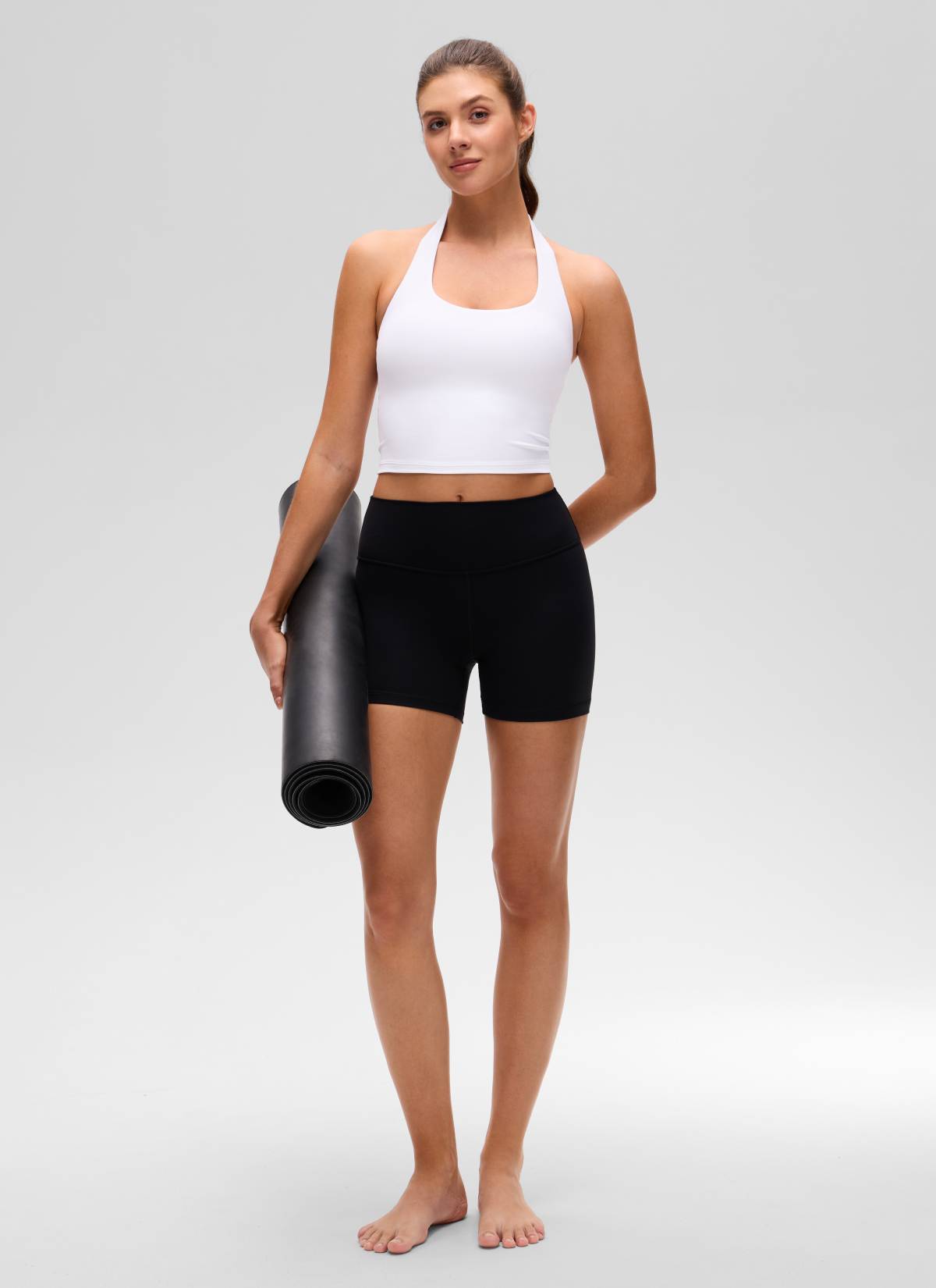CRZ YOGA Wanita Butterluxe Baju Tank Top Crop Bra Sukan Halter Longline Putih