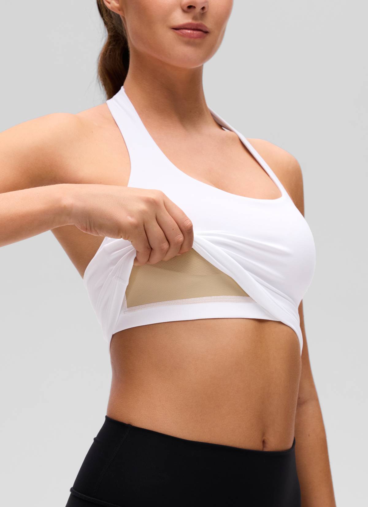 CRZ YOGA Wanita Butterluxe Baju Tank Top Crop Bra Sukan Halter Longline Putih