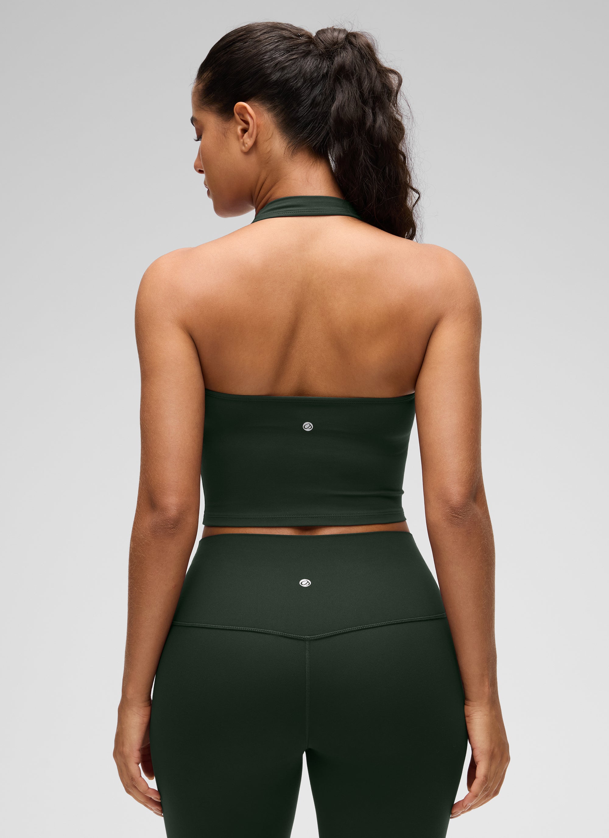 CRZ YOGA Wanita Butterluxe Baju Tank Top Crop Bra Sukan Halter Longline Hijau Legenda