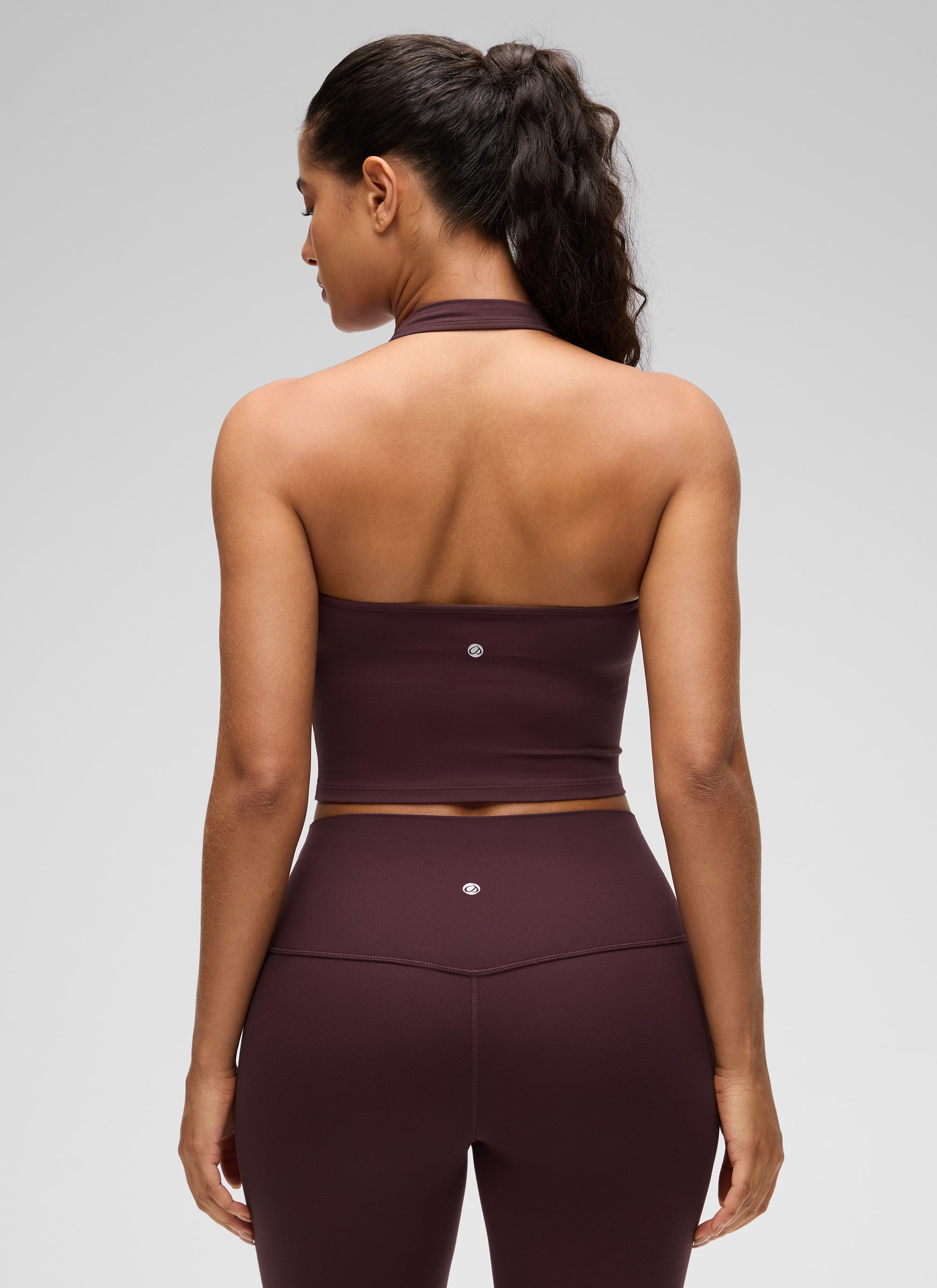 CRZ YOGA Wanita Butterluxe Baju Tank Top Crop Bra Sukan Halter Longline Warna Plum Masak