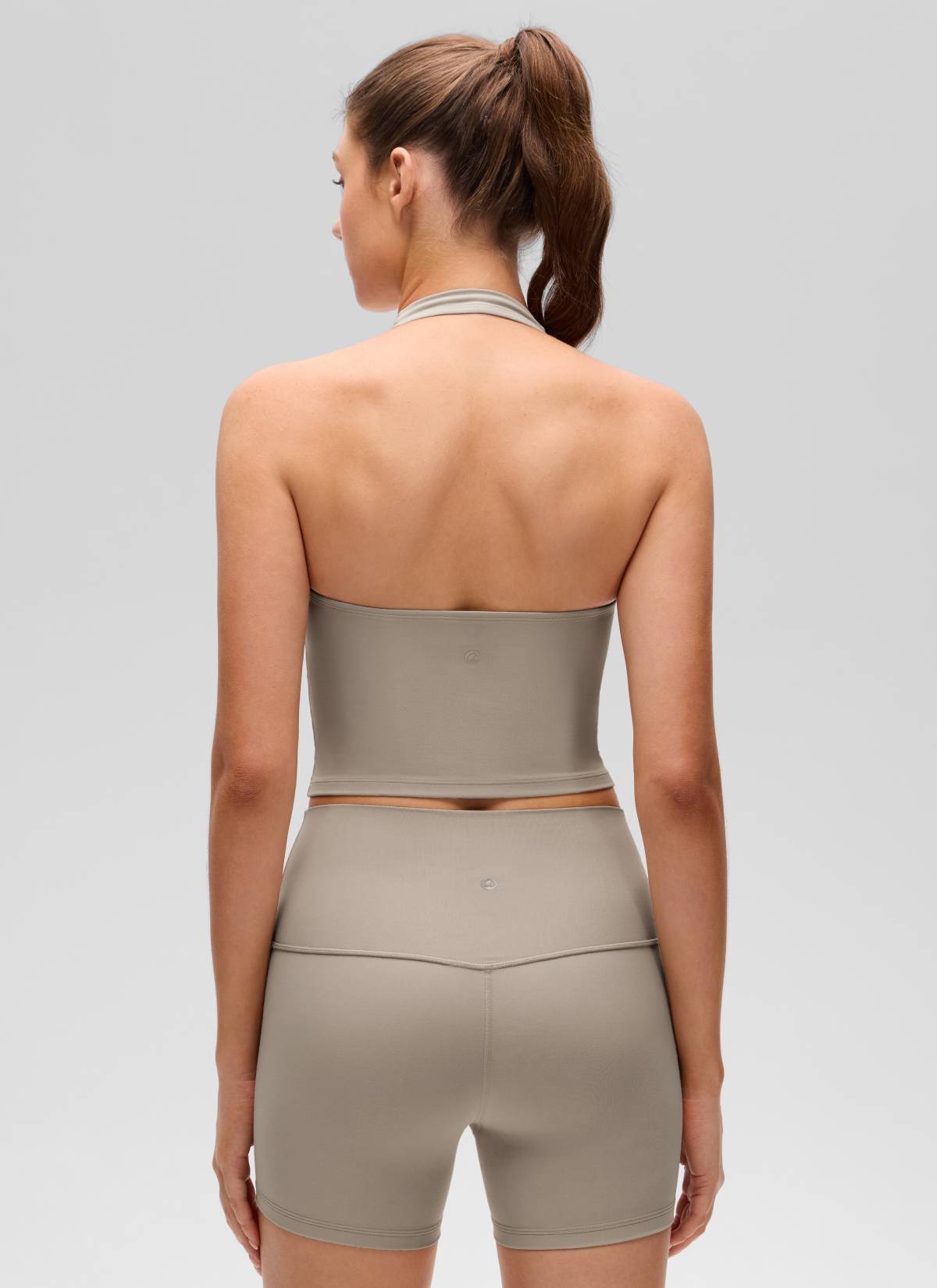 CRZ YOGA Wanita Butterluxe Baju Tank Top Crop Bra Sukan Halter Longline Kelabu Abu Hangat