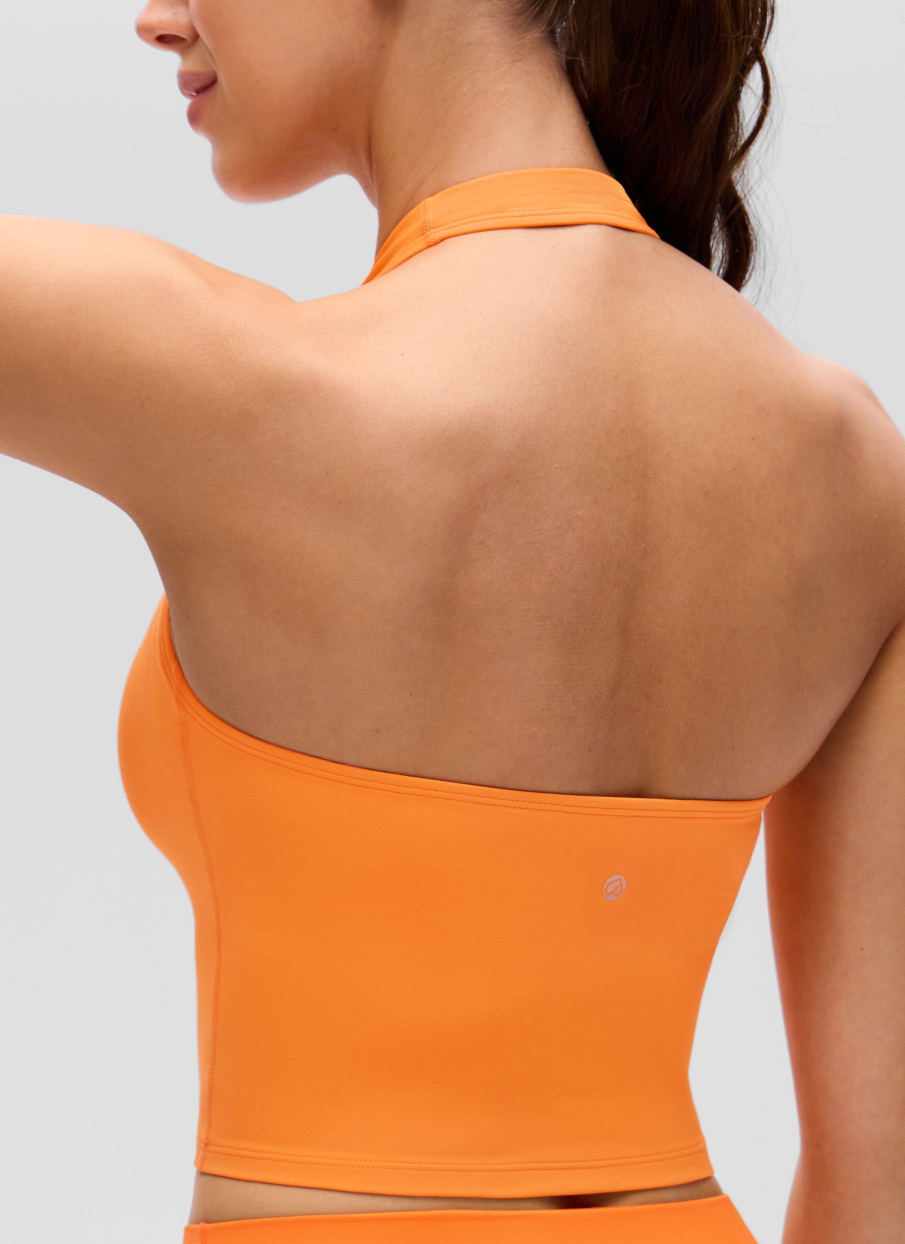 CRZ YOGA Wanita Butterluxe Baju Tank Top Crop Bra Sukan Halter Longline Tiger Orange