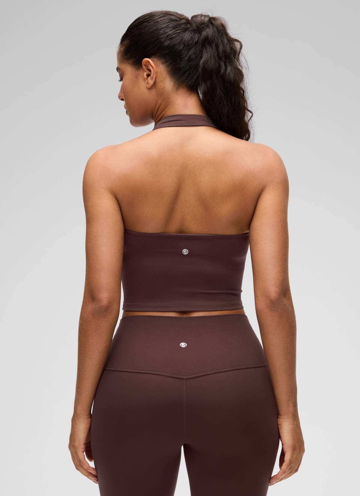 CRZ YOGA Wanita Butterluxe Baju Tank Top Crop Bra Sukan Halter Longline Taupe