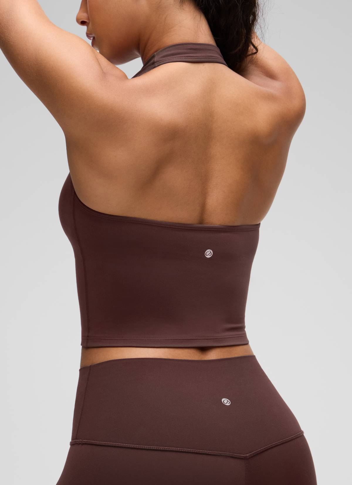 CRZ YOGA Wanita Butterluxe Baju Tank Top Crop Bra Sukan Halter Longline Taupe