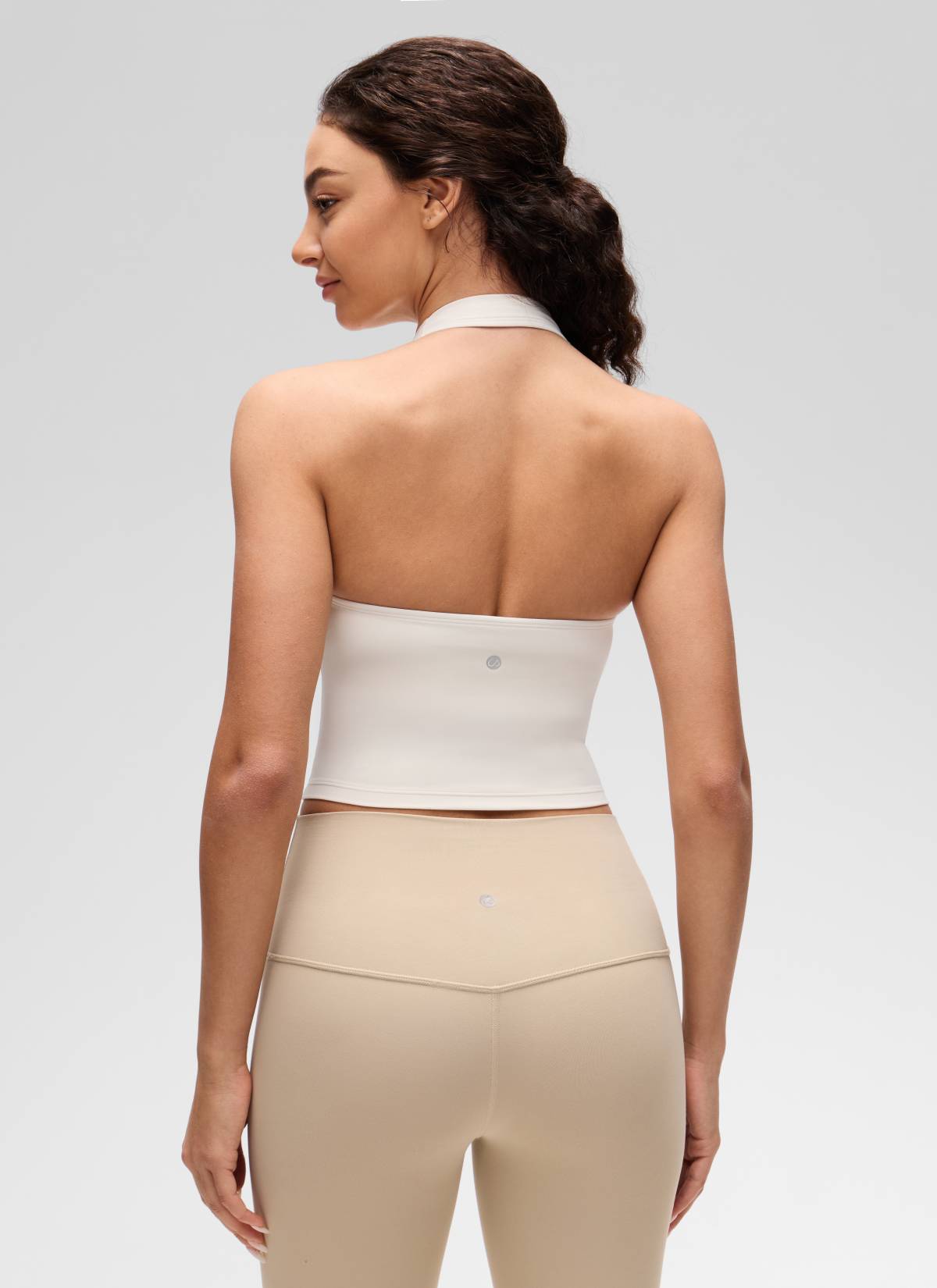 CRZ YOGA Wanita Butterluxe Baju Tank Top Crop Bra Sukan Halter Longline Aprikot Putih