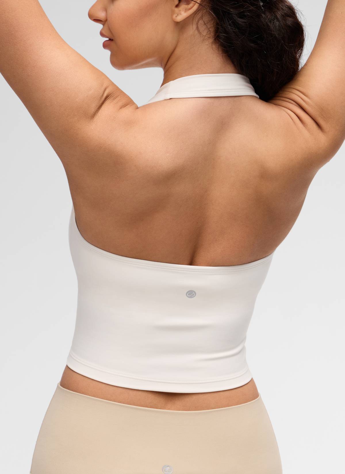 CRZ YOGA Wanita Butterluxe Baju Tank Top Crop Bra Sukan Halter Longline Aprikot Putih
