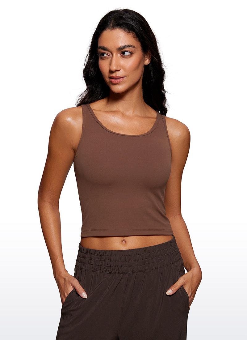 CRZ YOGA Tank Top Sesuai Ketat Yoga Butterluxe Wanita Belakang Racerback Coffee Brown