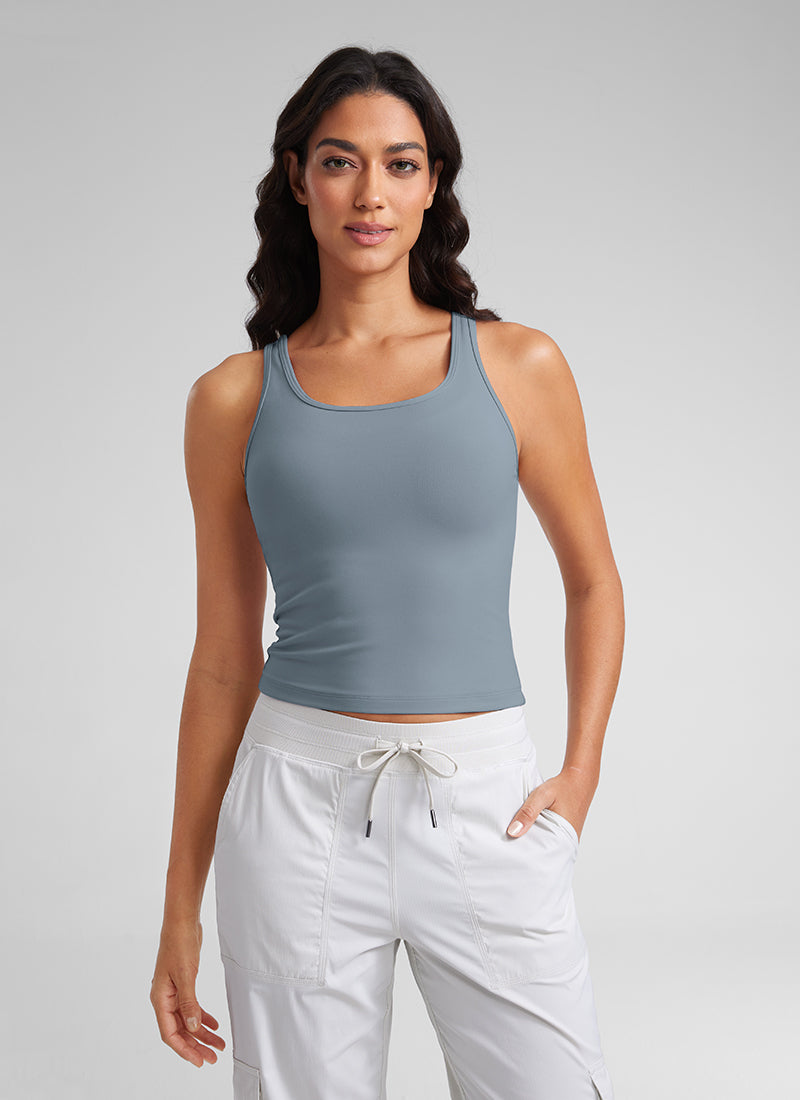 CRZ YOGA Yoga Wanita Butterluxe Baju Ketat Racerback Biru Belgium
