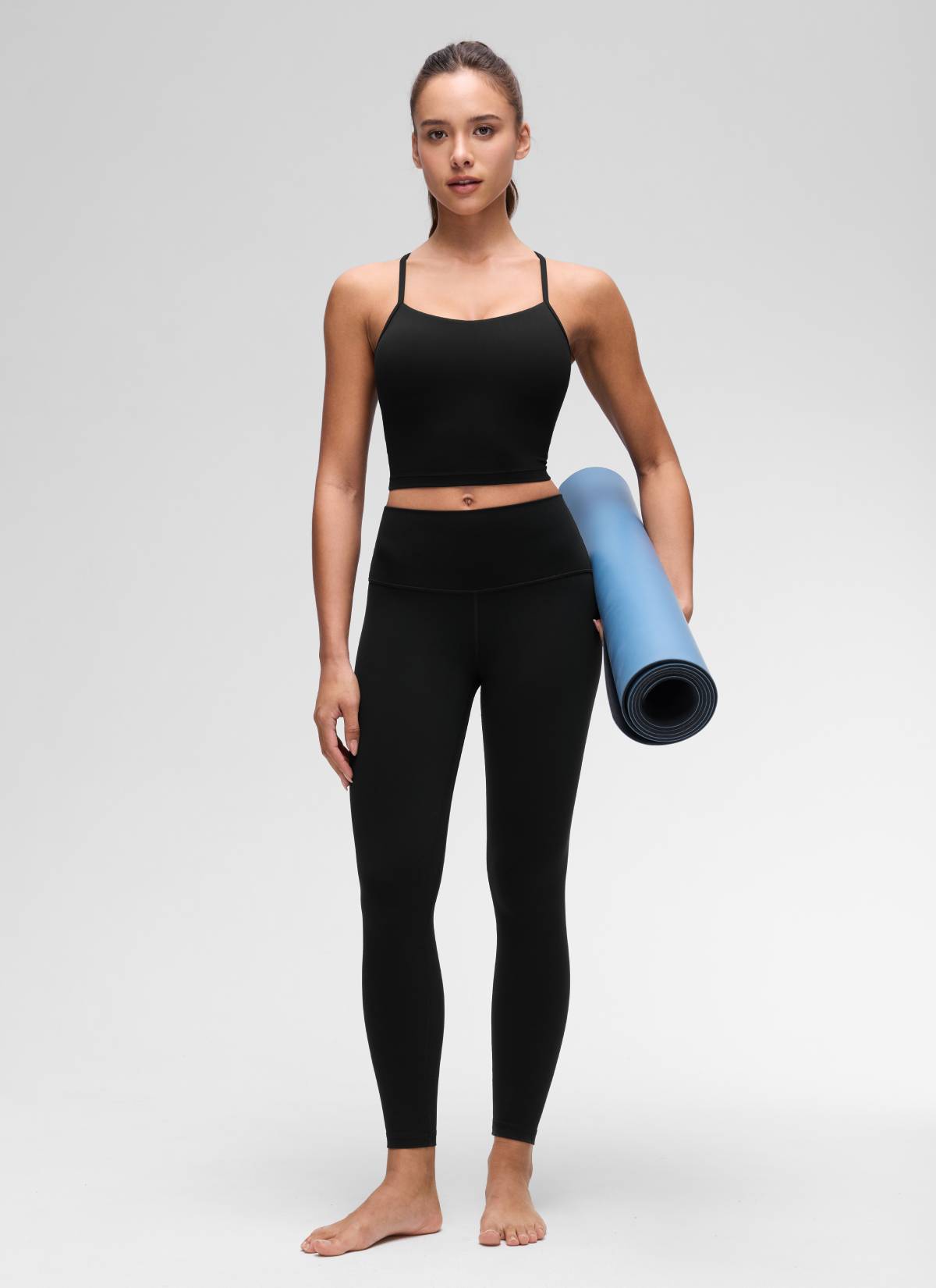 CRZ YOGA Wanita Butterluxe Bra Sukan Garis Panjang Y Belakang Tank Top Hitam