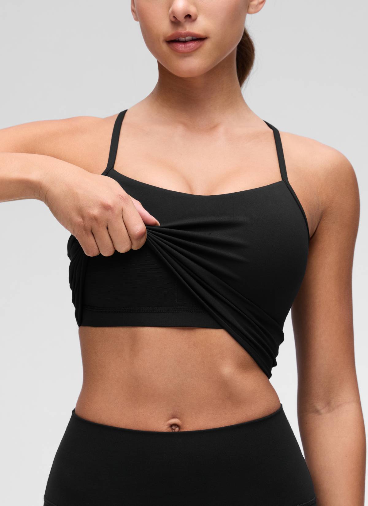 CRZ YOGA Wanita Butterluxe Bra Sukan Garis Panjang Y Belakang Tank Top Hitam