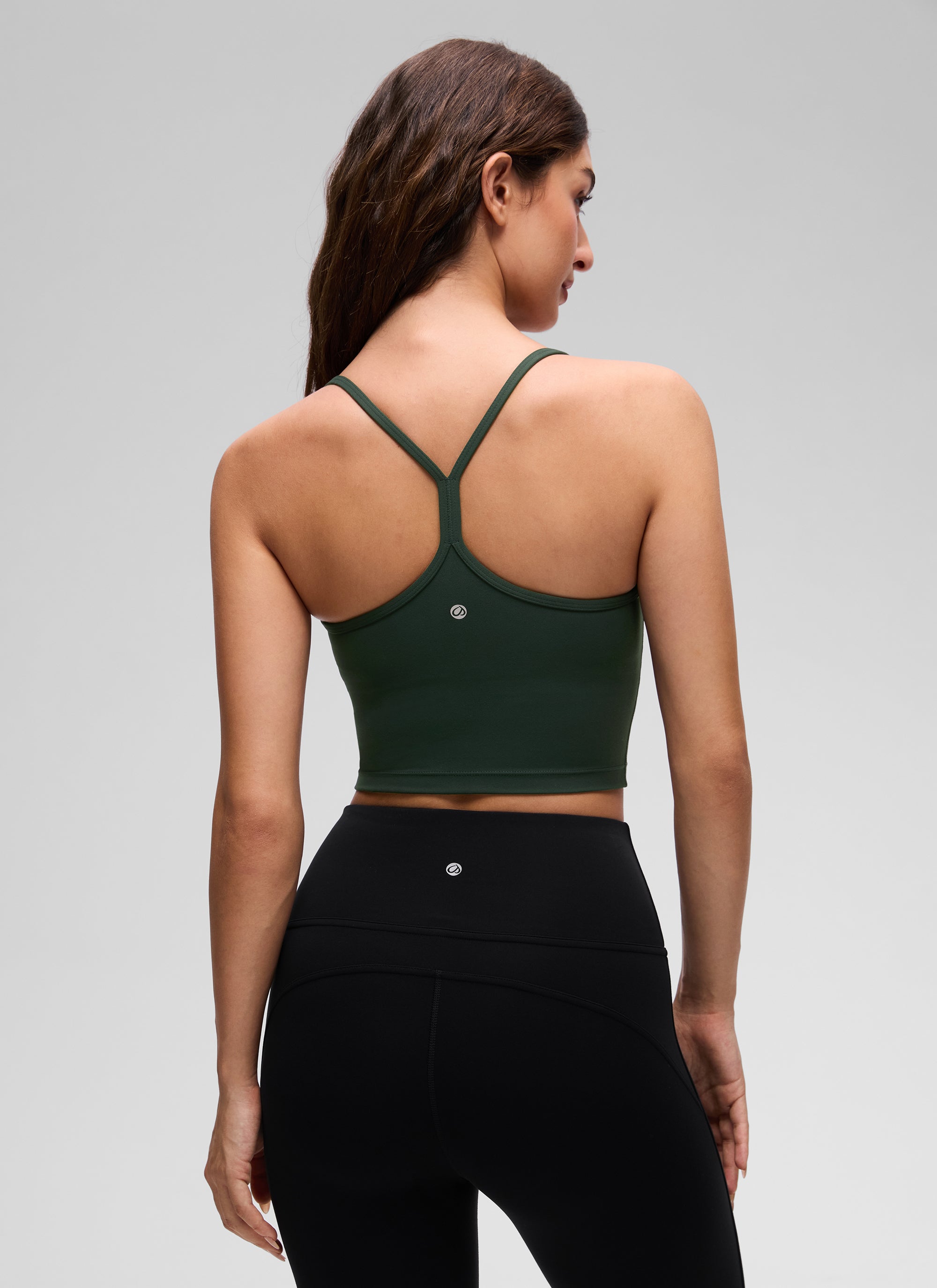 CRZ YOGA Wanita Butterluxe Bra Sukan Garis Panjang Belakang Y Tank Top Potongan Hijau Legenda