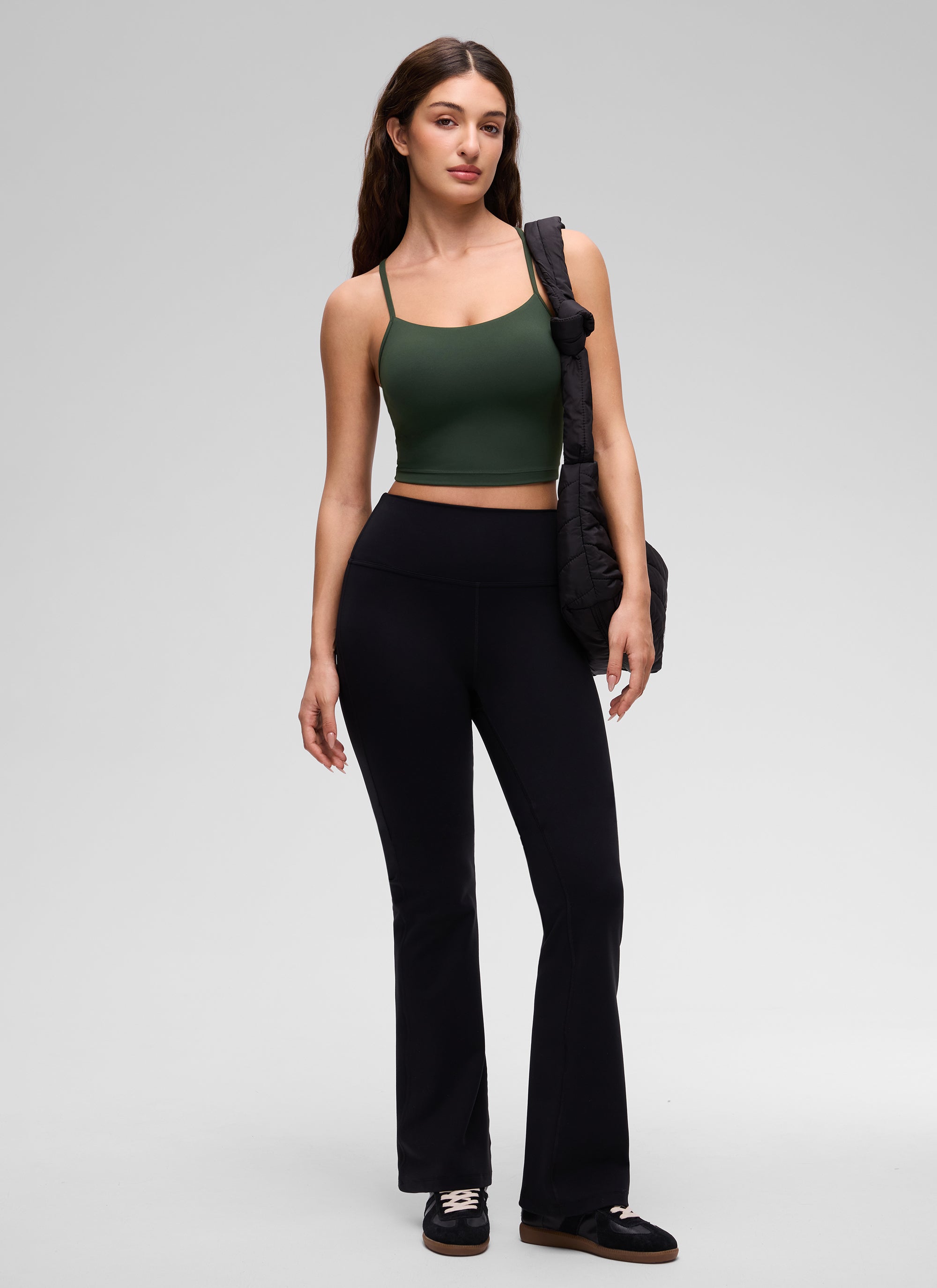 CRZ YOGA Wanita Butterluxe Bra Sukan Garis Panjang Belakang Y Tank Top Potongan Hijau Legenda