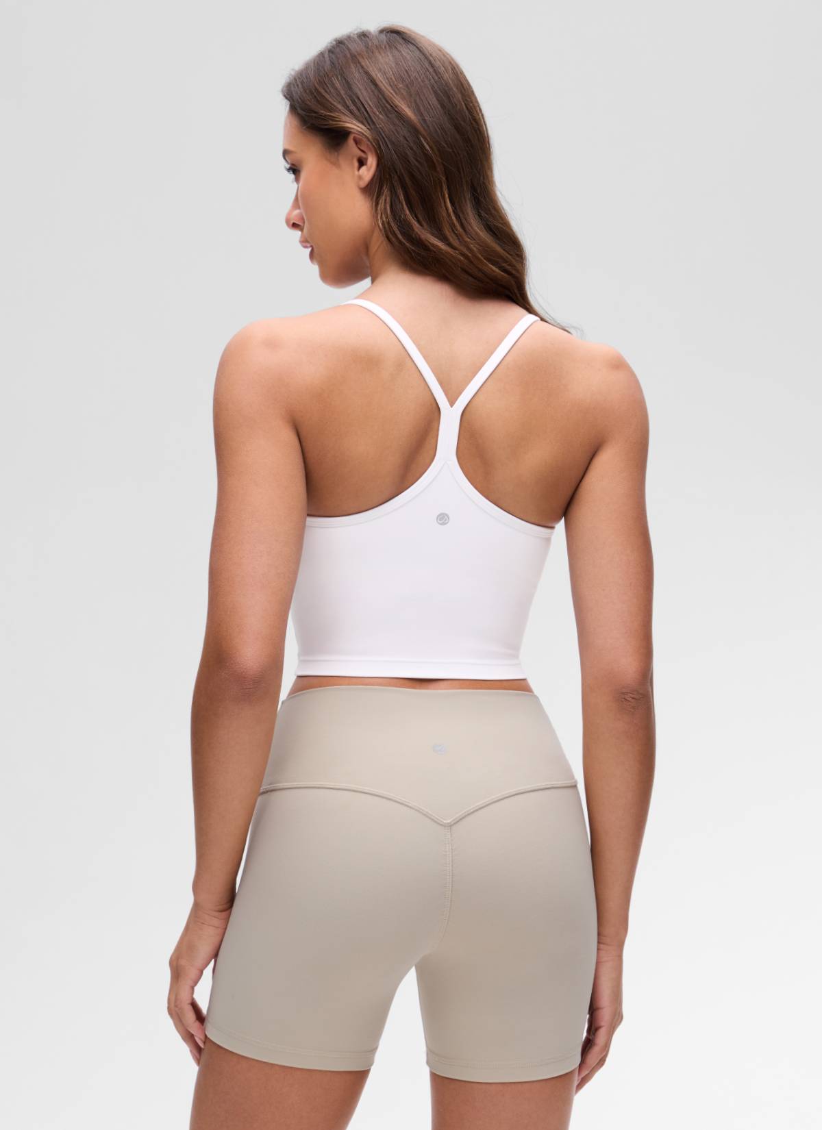 CRZ YOGA Wanita Butterluxe Bra Sukan Garis Panjang Y Belakang Tank Top Crop Putih