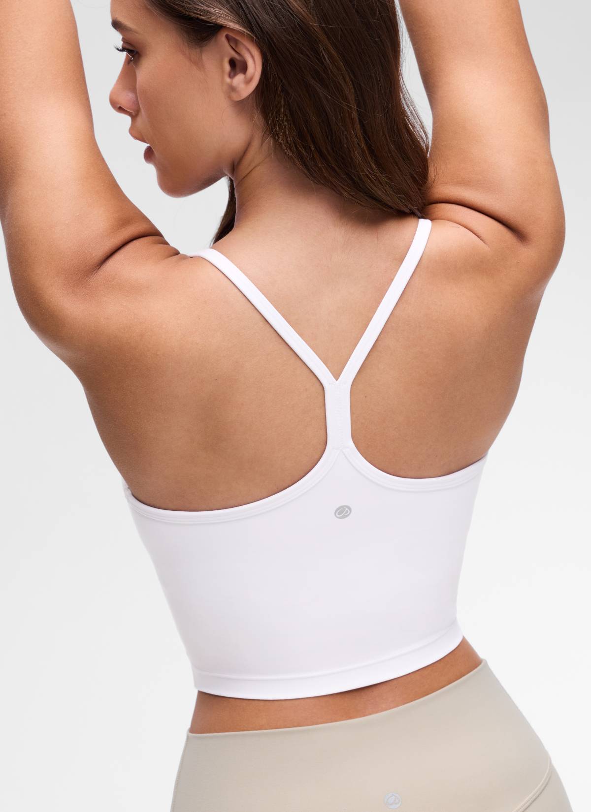 CRZ YOGA Wanita Butterluxe Bra Sukan Garis Panjang Y Belakang Tank Top Crop Putih