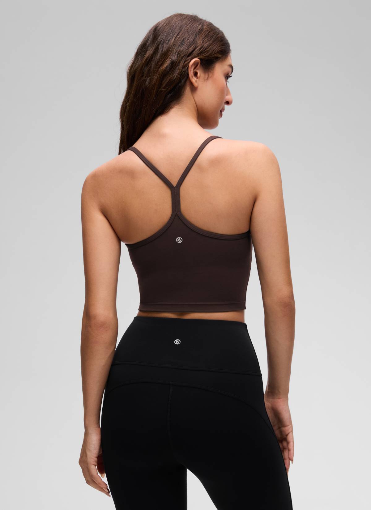 CRZ YOGA Wanita Butterluxe Bra Sukan Longline Y Back Crop Tank Top Coklat Muda Panas