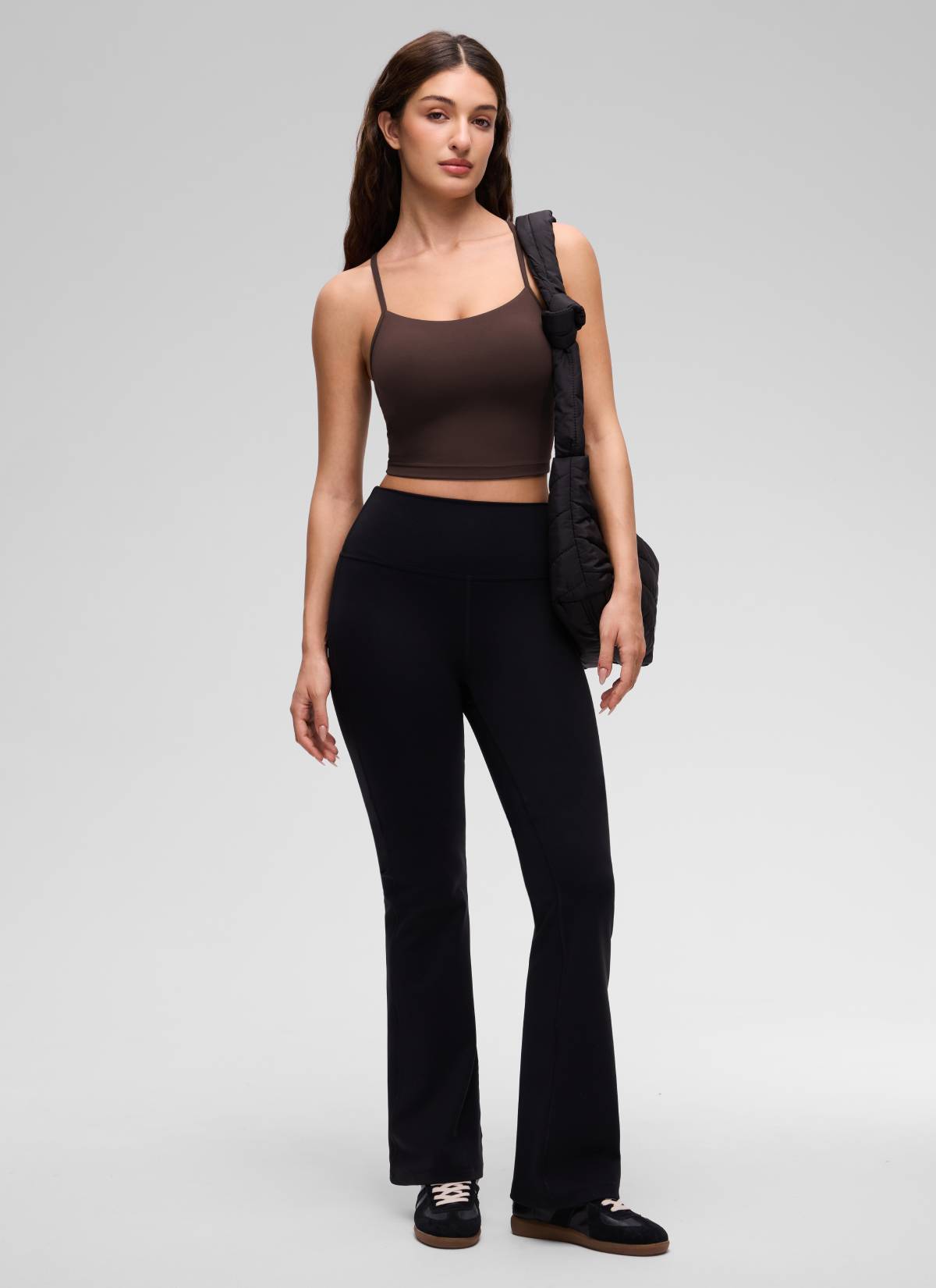 CRZ YOGA Wanita Butterluxe Bra Sukan Longline Y Back Crop Tank Top Coklat Muda Panas