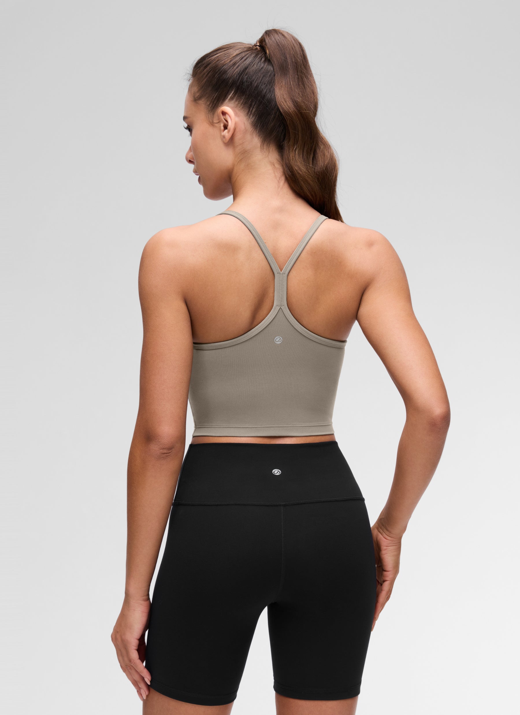 CRZ YOGA Wanita Butterluxe Bra Sukan Garis Panjang Belakang Y Tank Top Kelabu Abu Hangat