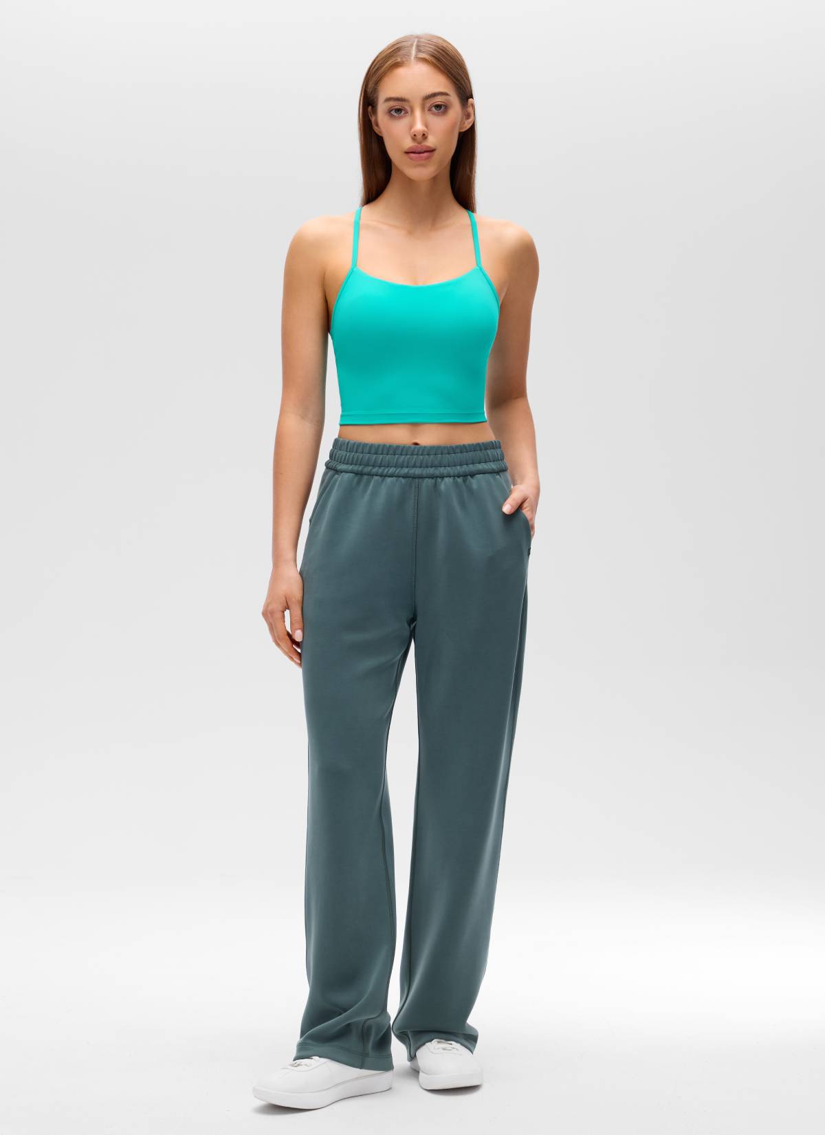 CRZ YOGA Wanita Butterluxe Bra Sukan Longline Y Back Crop Tank Top Tropics Teal